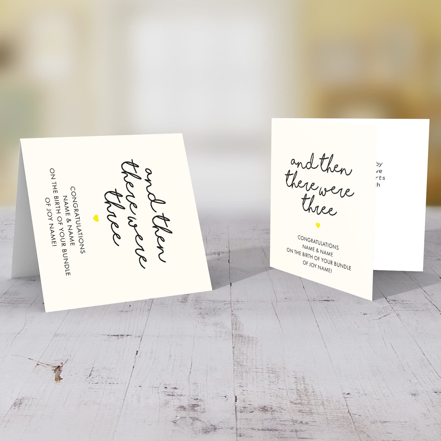 And then there were three - personalisable new born card in English