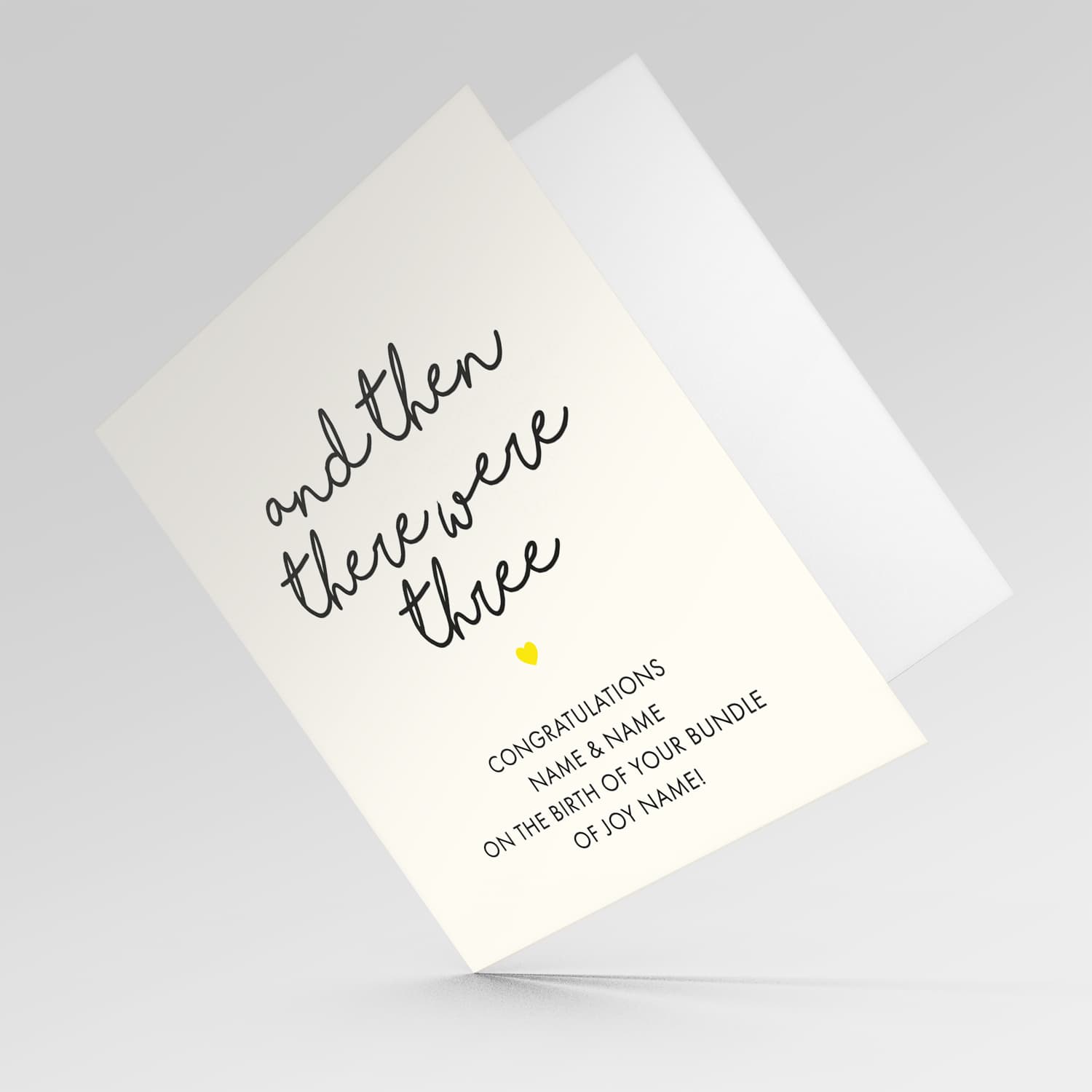 And then there were three - personalisable new born card in English