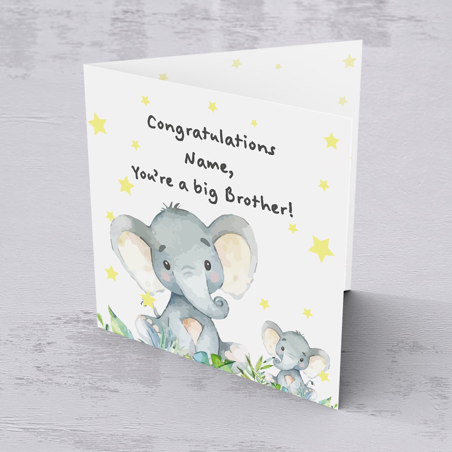 Elephant themed - You're a big brother (Personalisable) card, in English