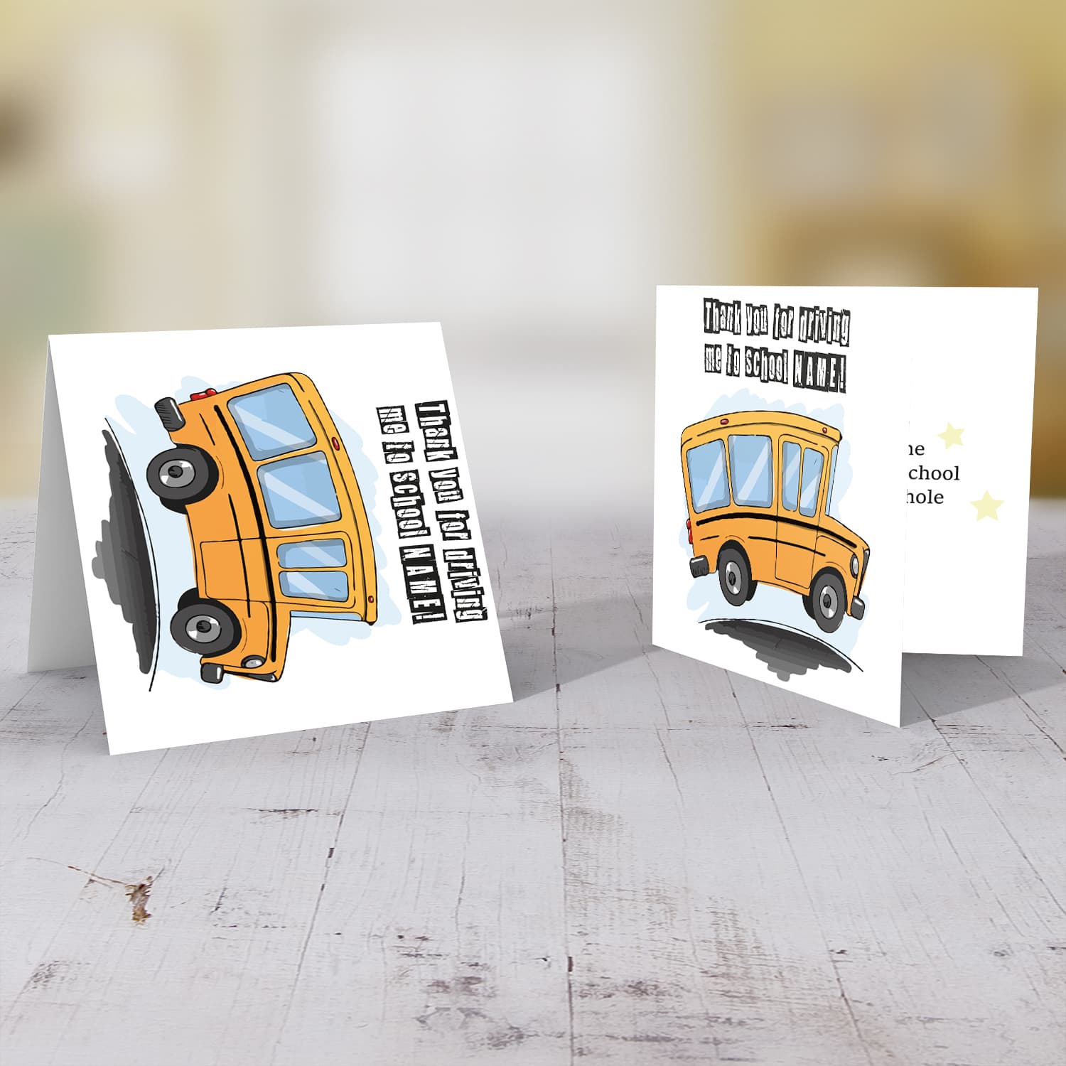School Van themed thank you card for driver in English (Personalisable)