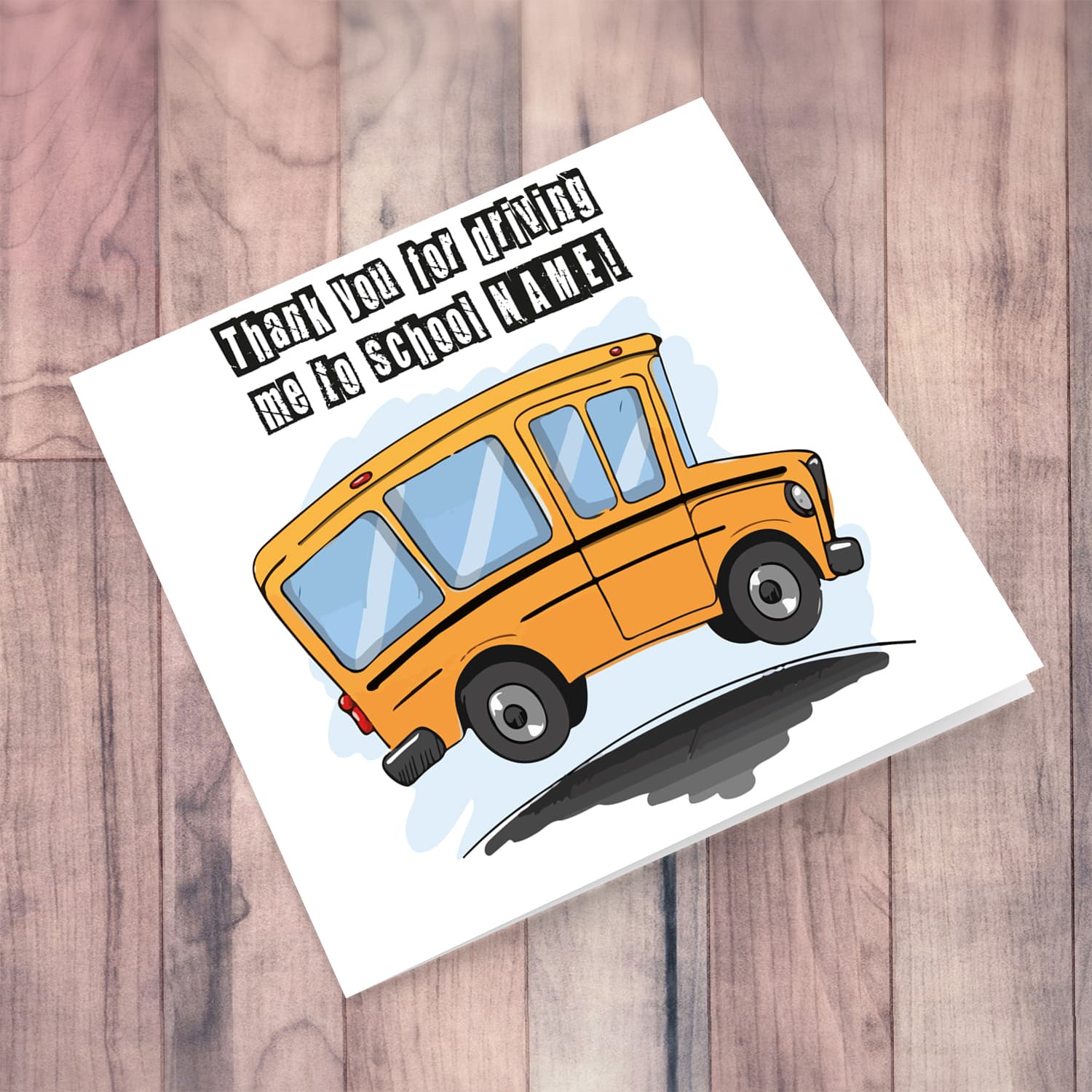 School Van themed thank you card for driver in English (Personalisable)