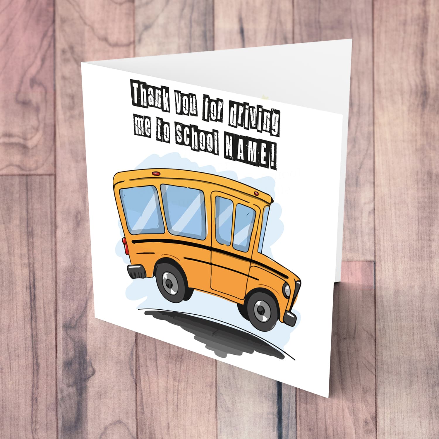 School Van themed thank you card for driver in English (Personalisable)