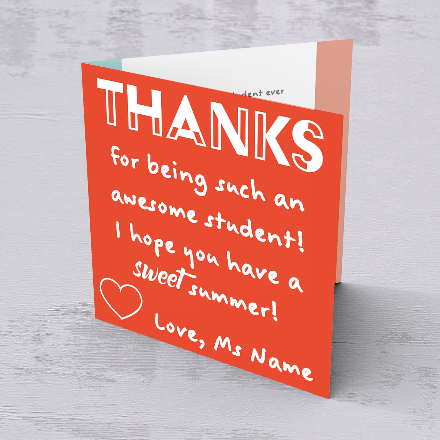 Thank you card FOR STUDENT FROM LSE in coral background (in English)