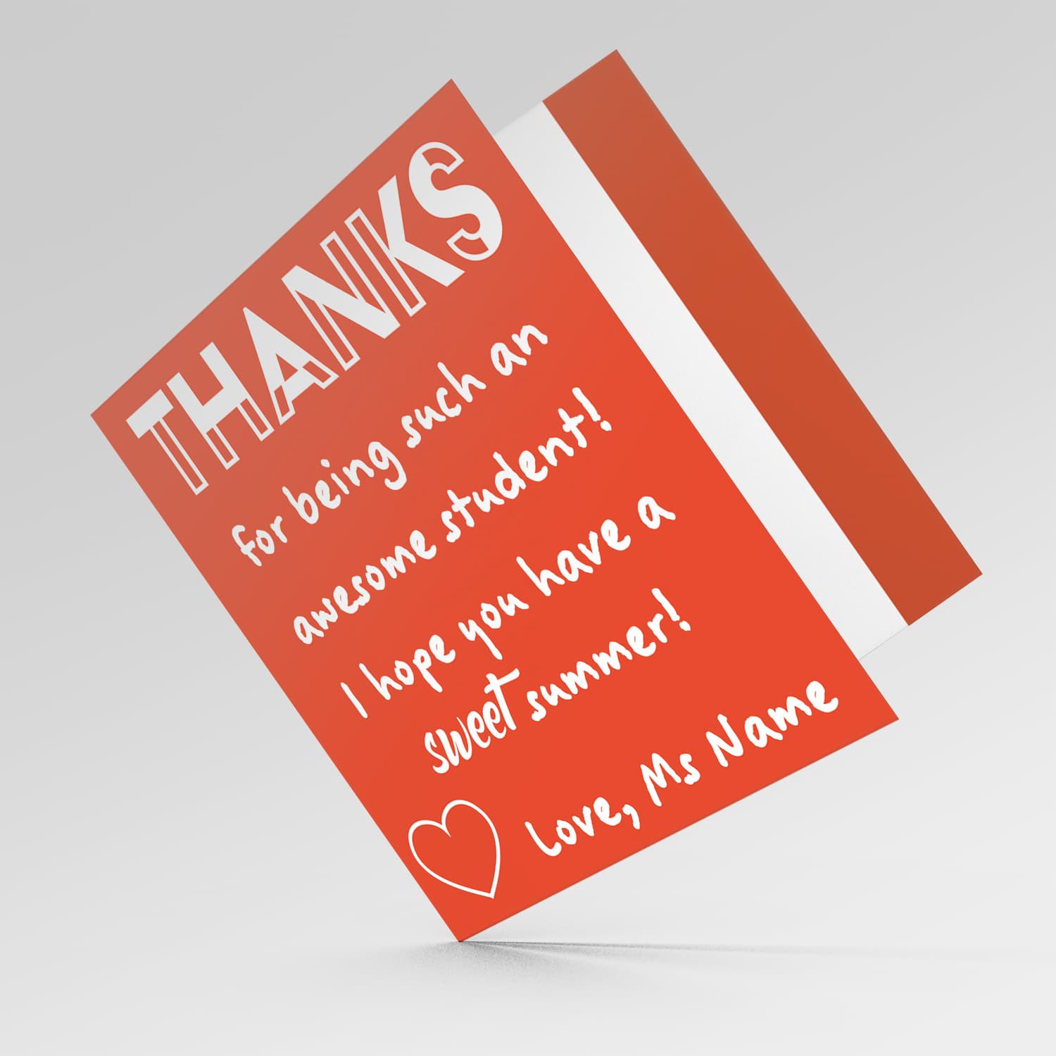 Thank you card FOR STUDENT FROM LSE in coral background (in English)