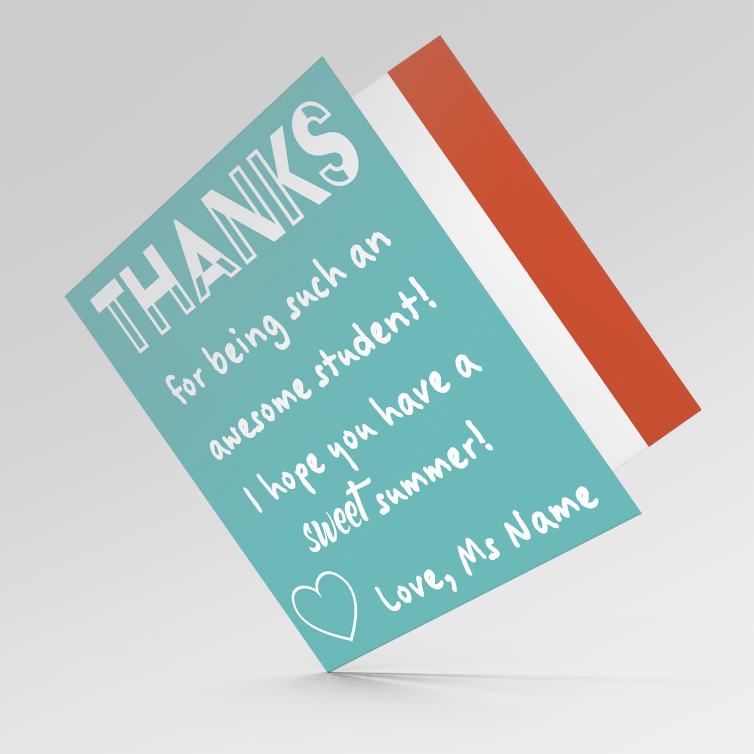Thank you card FOR STUDENT FROM LSE in turquoise background (in English)
