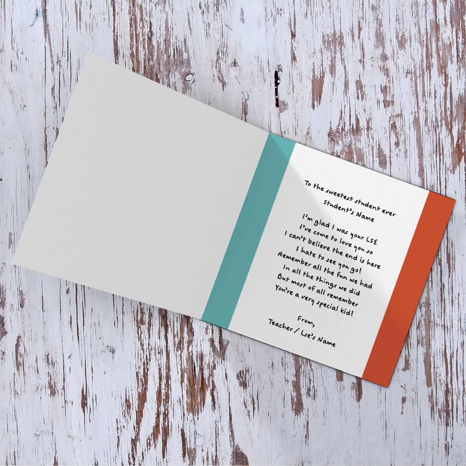 Thank you card FOR STUDENT FROM LSE in turquoise background (in English)