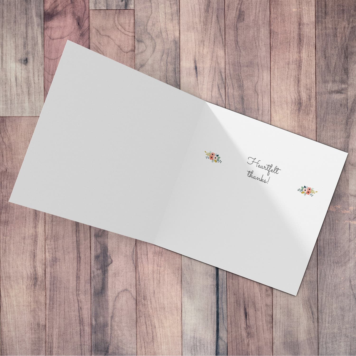 Heart themed personalisable thank you card for teacher in English