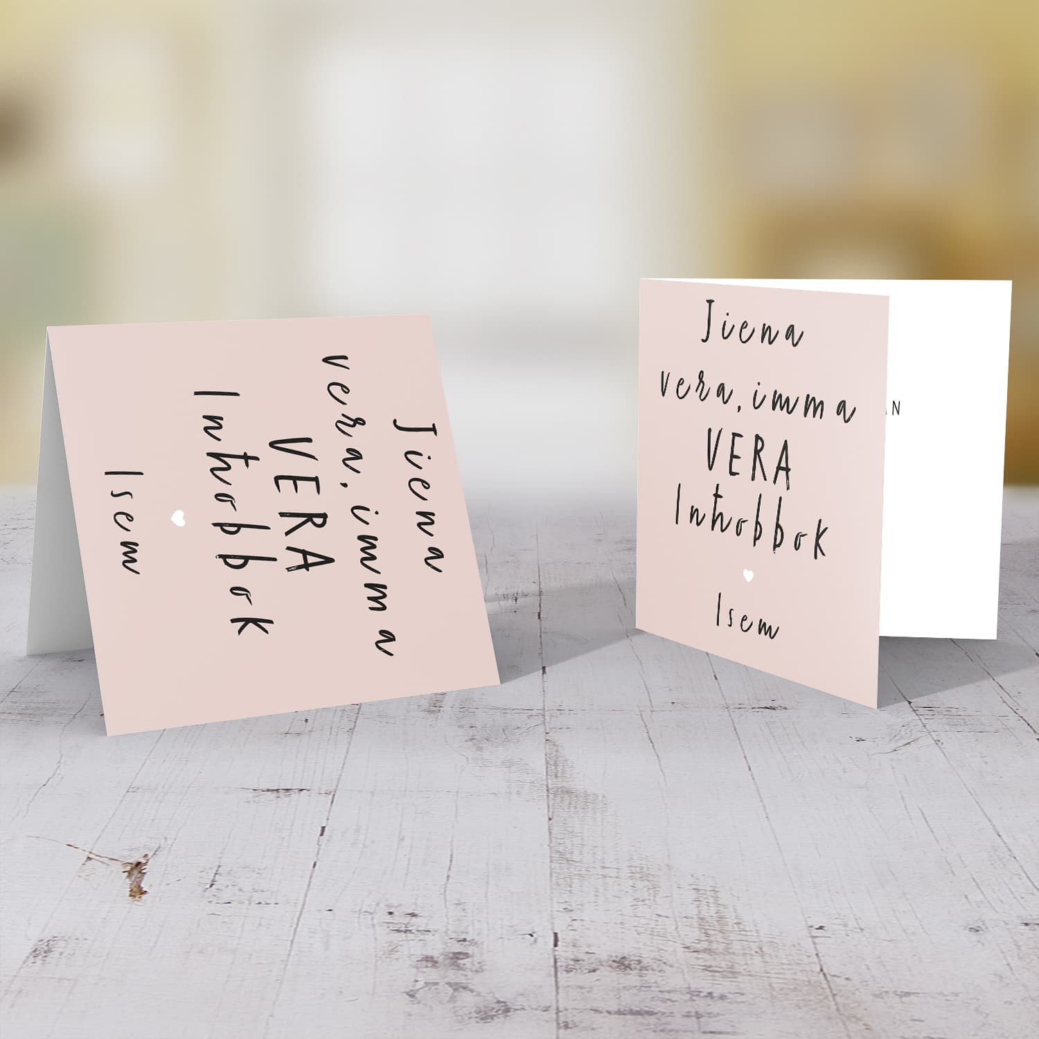 Pink background with black text personalisable Valentine's Card in Maltese