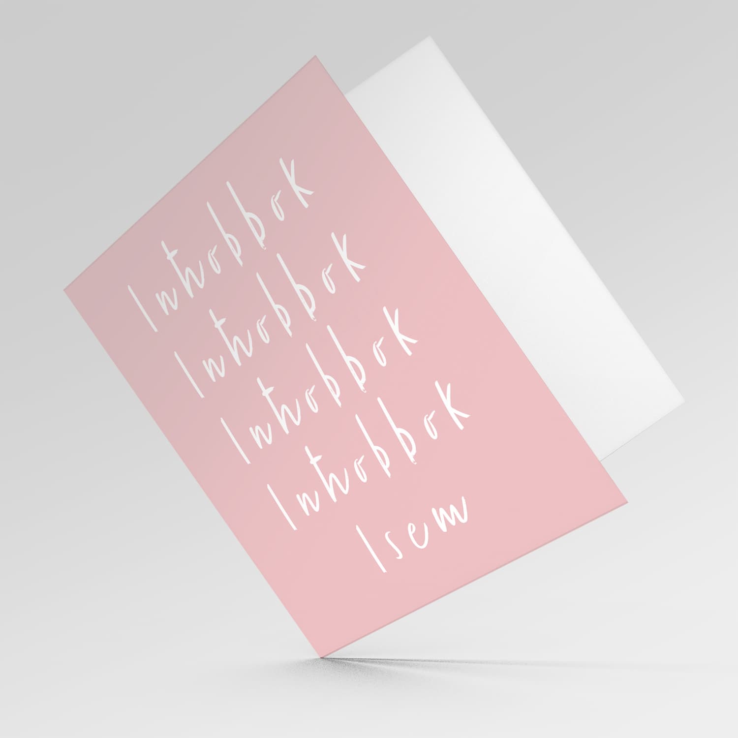 Pink background with white text, repetitive I love you, personalisable Valentine's card in Maltese