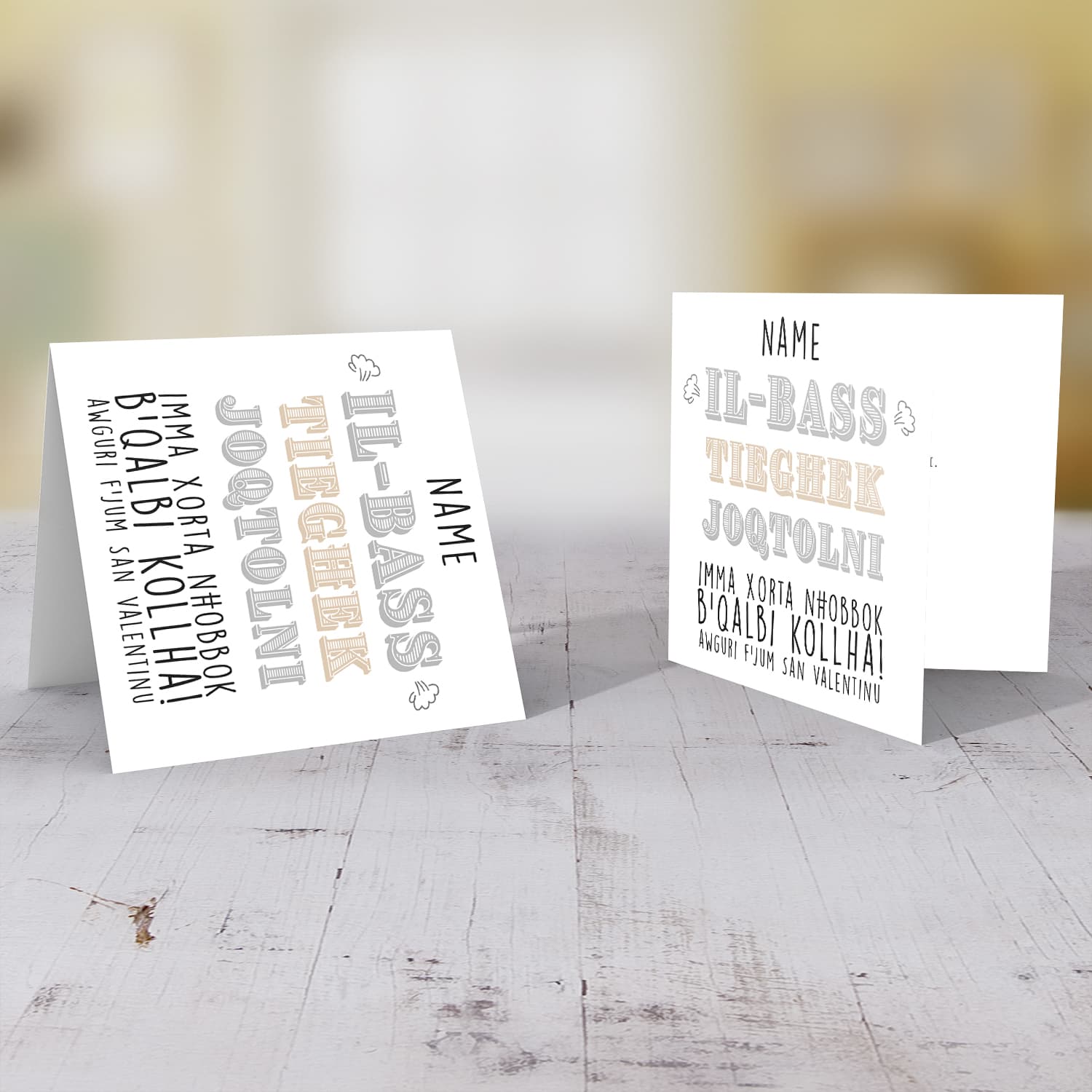 Funny themed personaliseable Valentine's Day card in Maltese