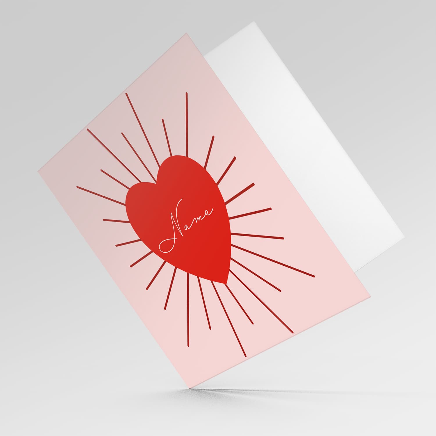 Sunburst big red heart Valentine's Day card in Maltese (Personalisable)