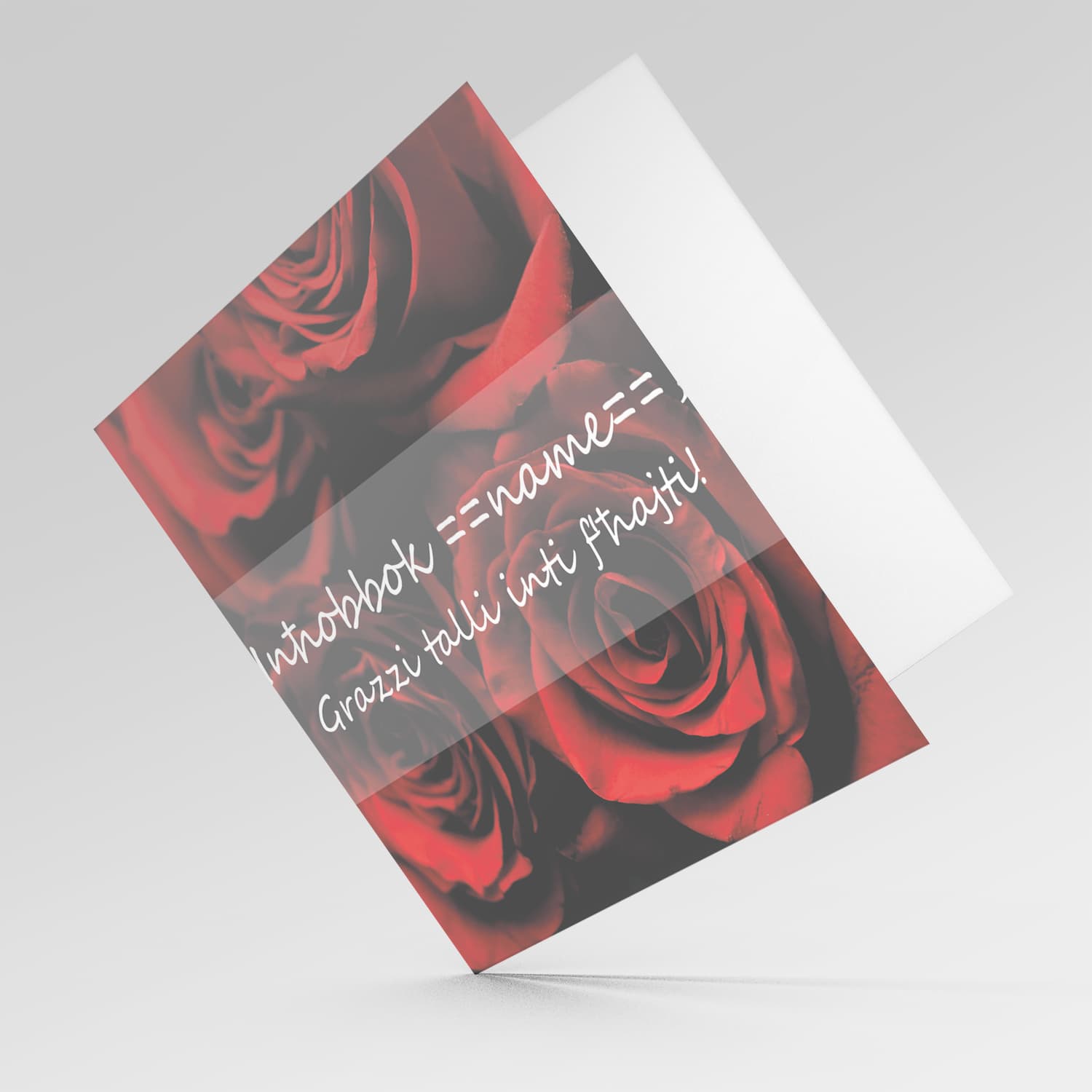 Red Roses personalisable Valentines Card in Maltese