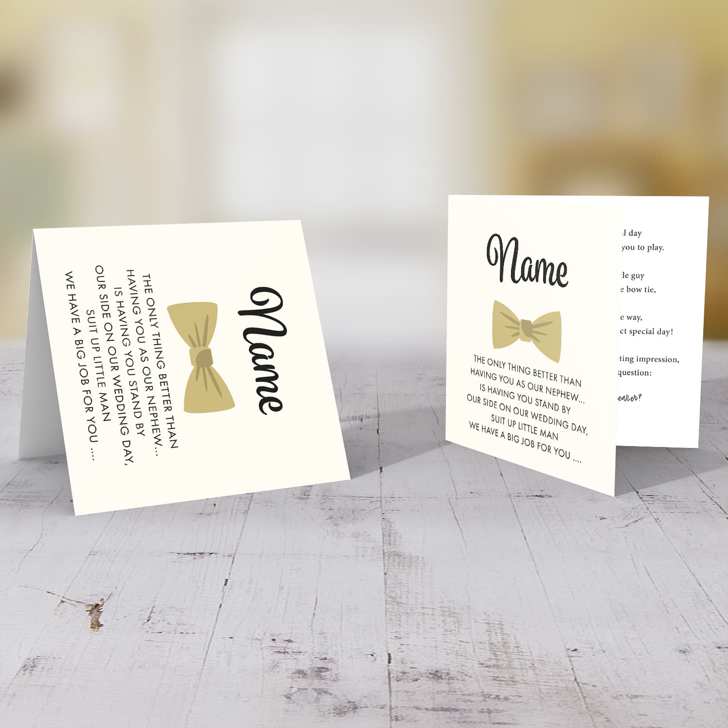 Will you be our Ring bearer - personalised bridal party card in English for nephew