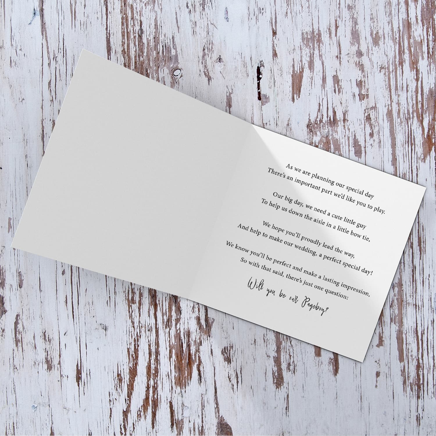 Will you be our Pageboy - personalised bridal party card in English for nephew