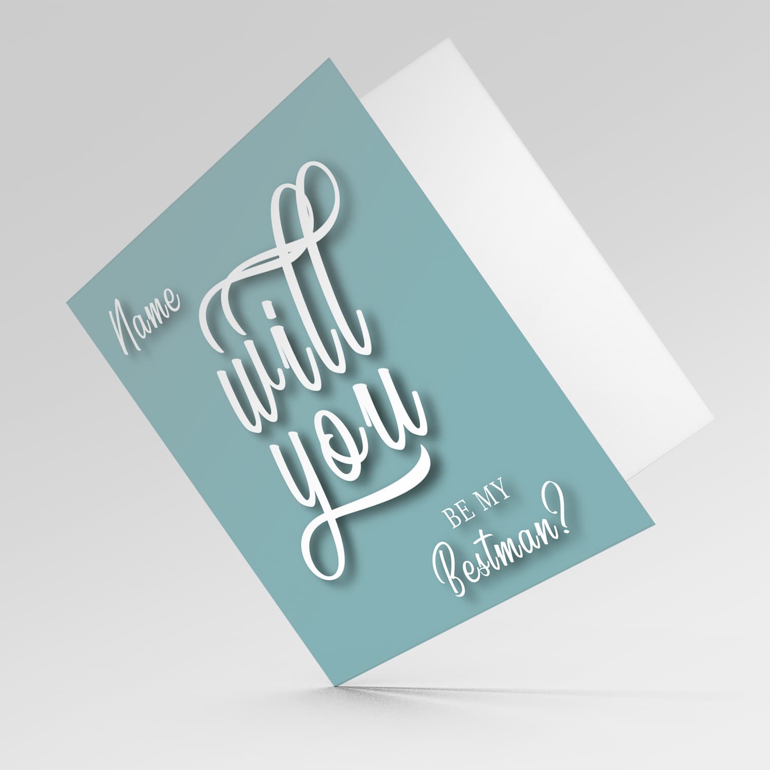Will yo be my Bestman? - Personalisable Bridal card in English with dark turquoise background and white text  
