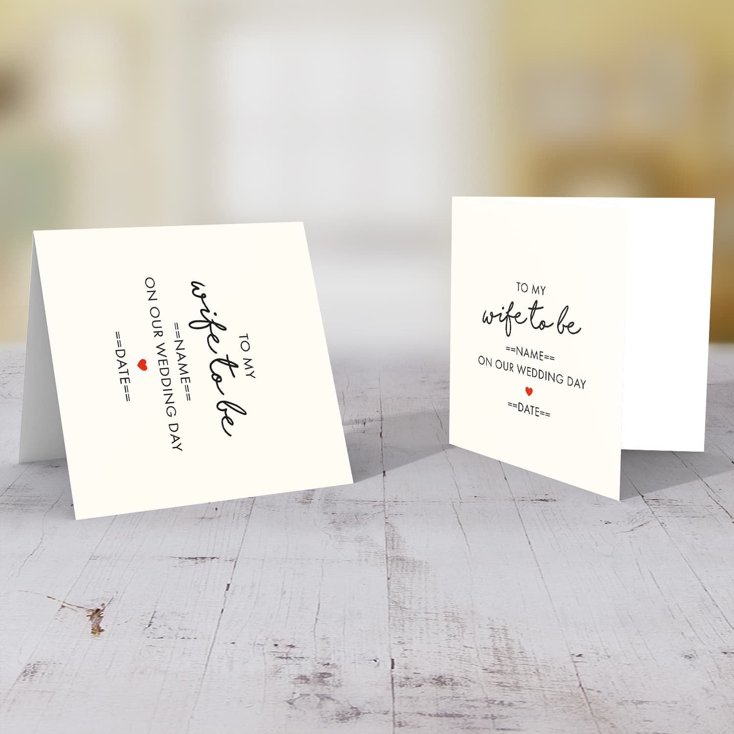 Wedding card for wife to be on wedding day in English (Personalisable)