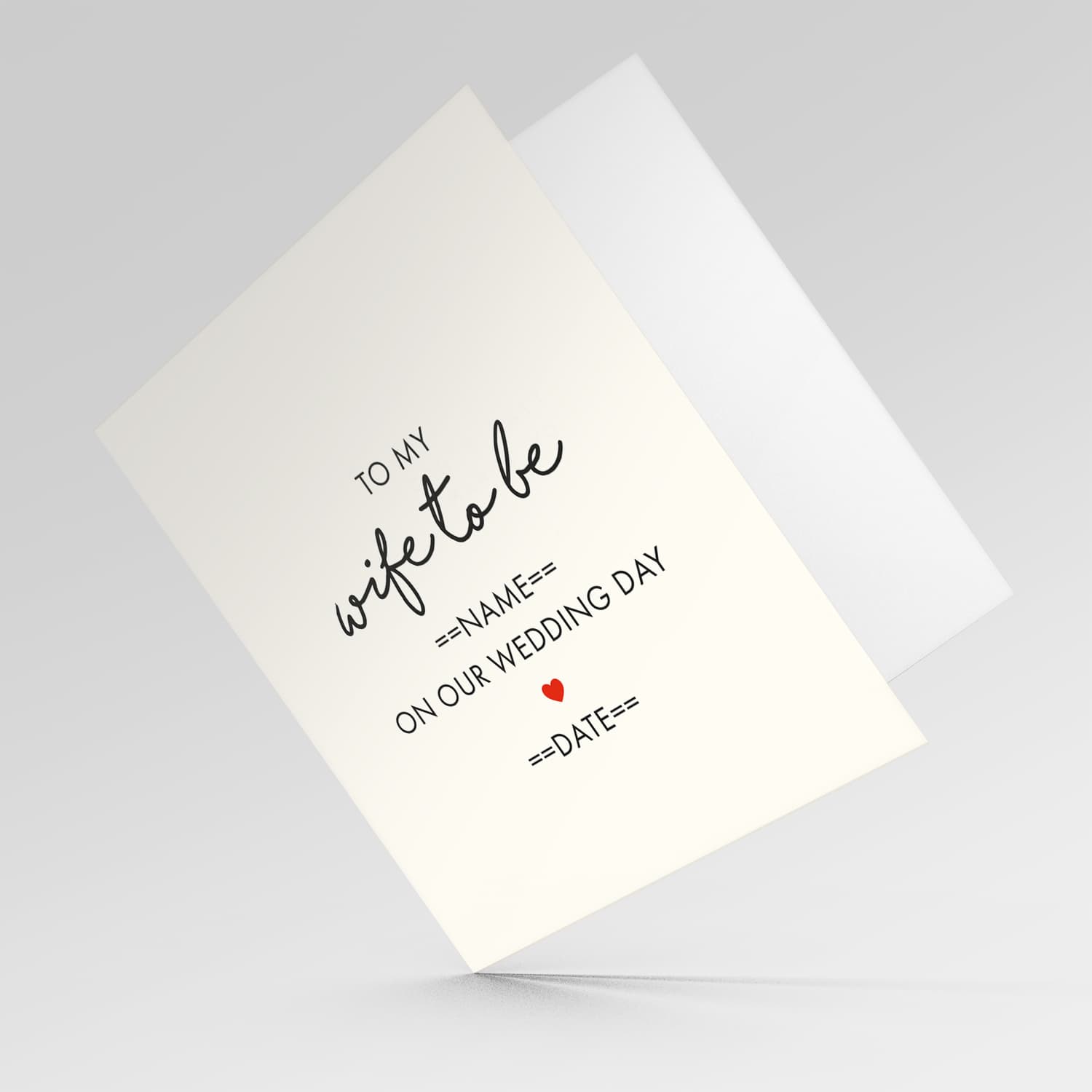 Wedding card for wife to be on wedding day in English (Personalisable)