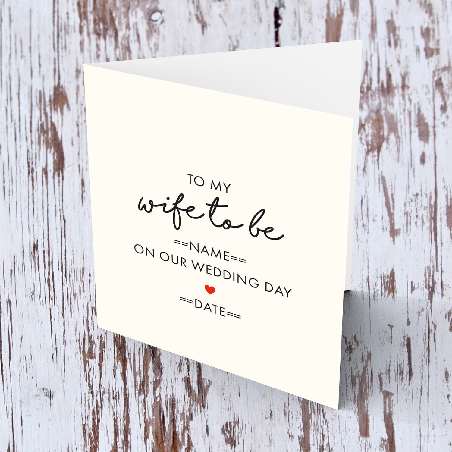 Wedding card for wife to be on wedding day in English (Personalisable)