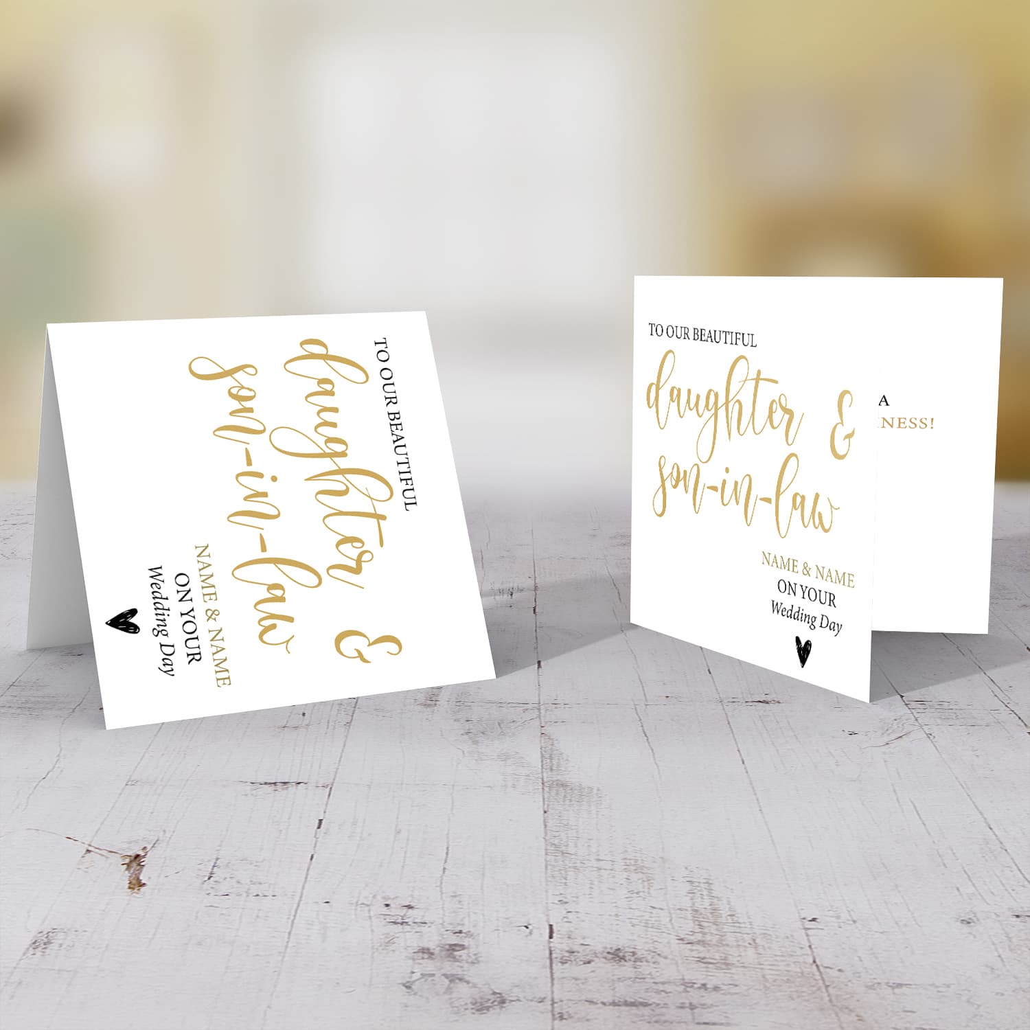 Daughter & Son-in-law wedding card in English (personalisable)