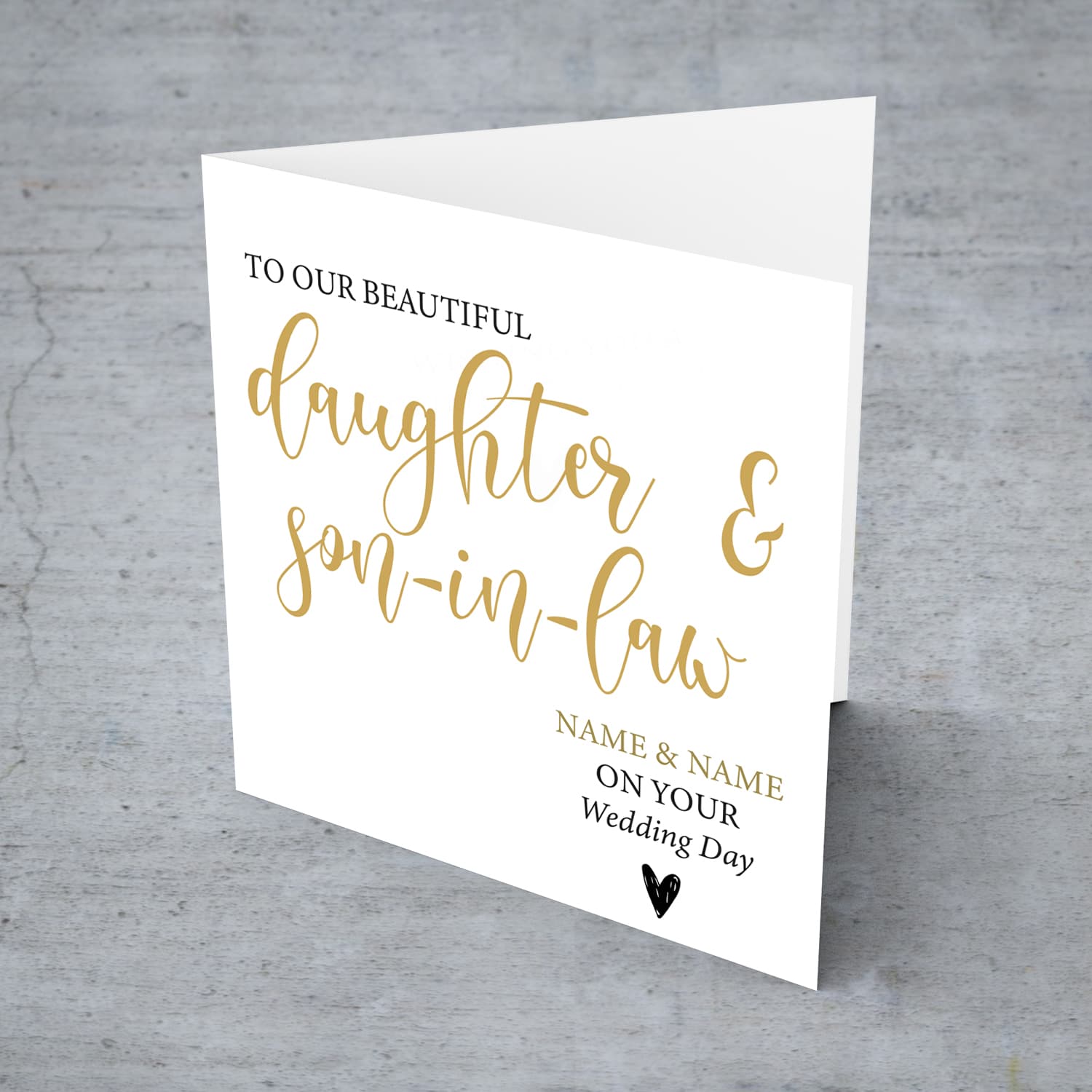 Daughter & Son-in-law wedding card in English (personalisable)
