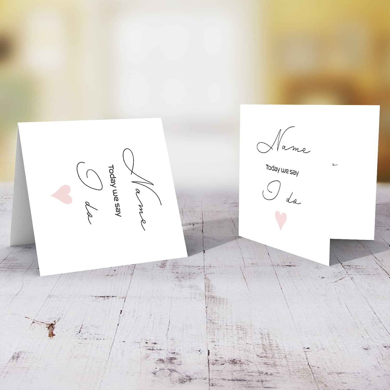 Minimalist wedding card with pink heart for wife / husband to be on Wedding Day in English (Personalisable)