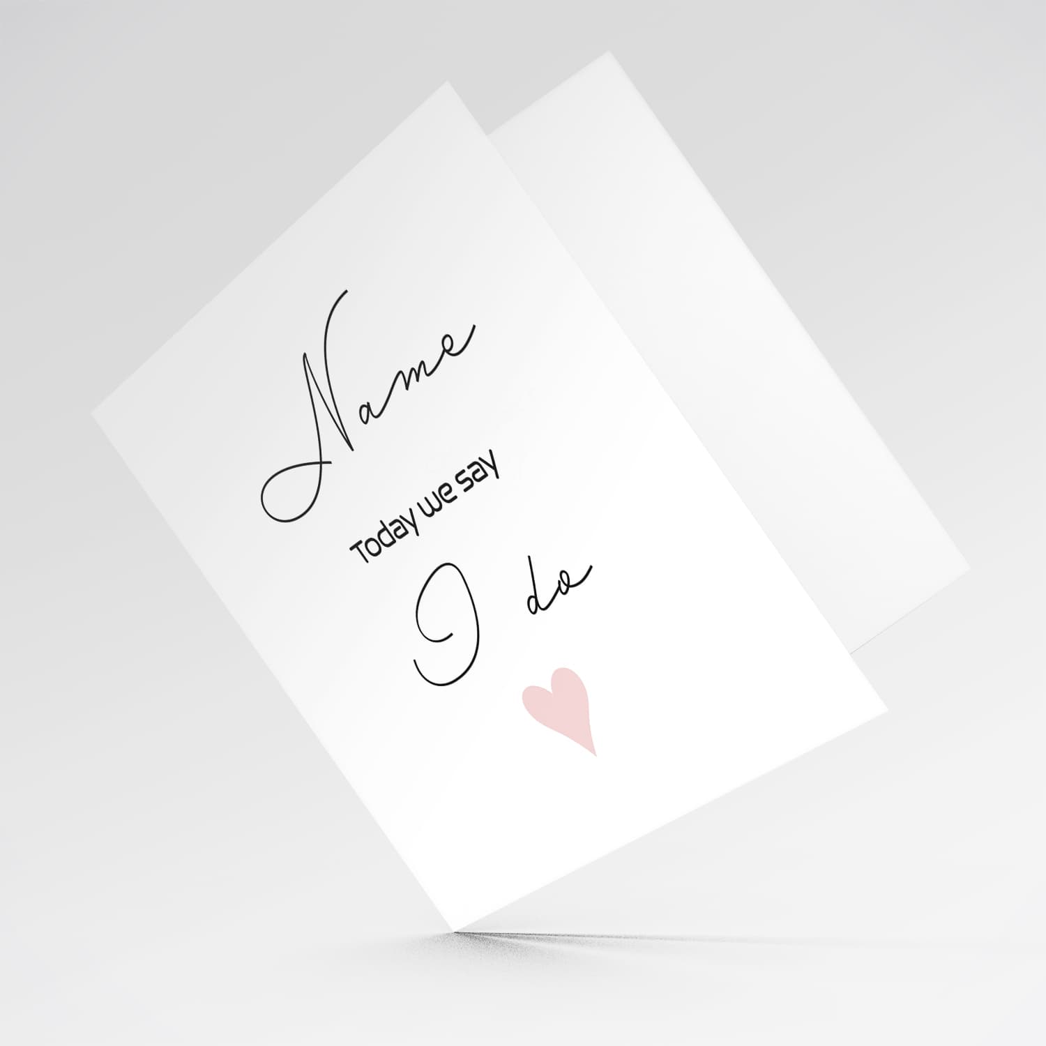 Minimalist wedding card with pink heart for wife / husband to be on Wedding Day in English (Personalisable)