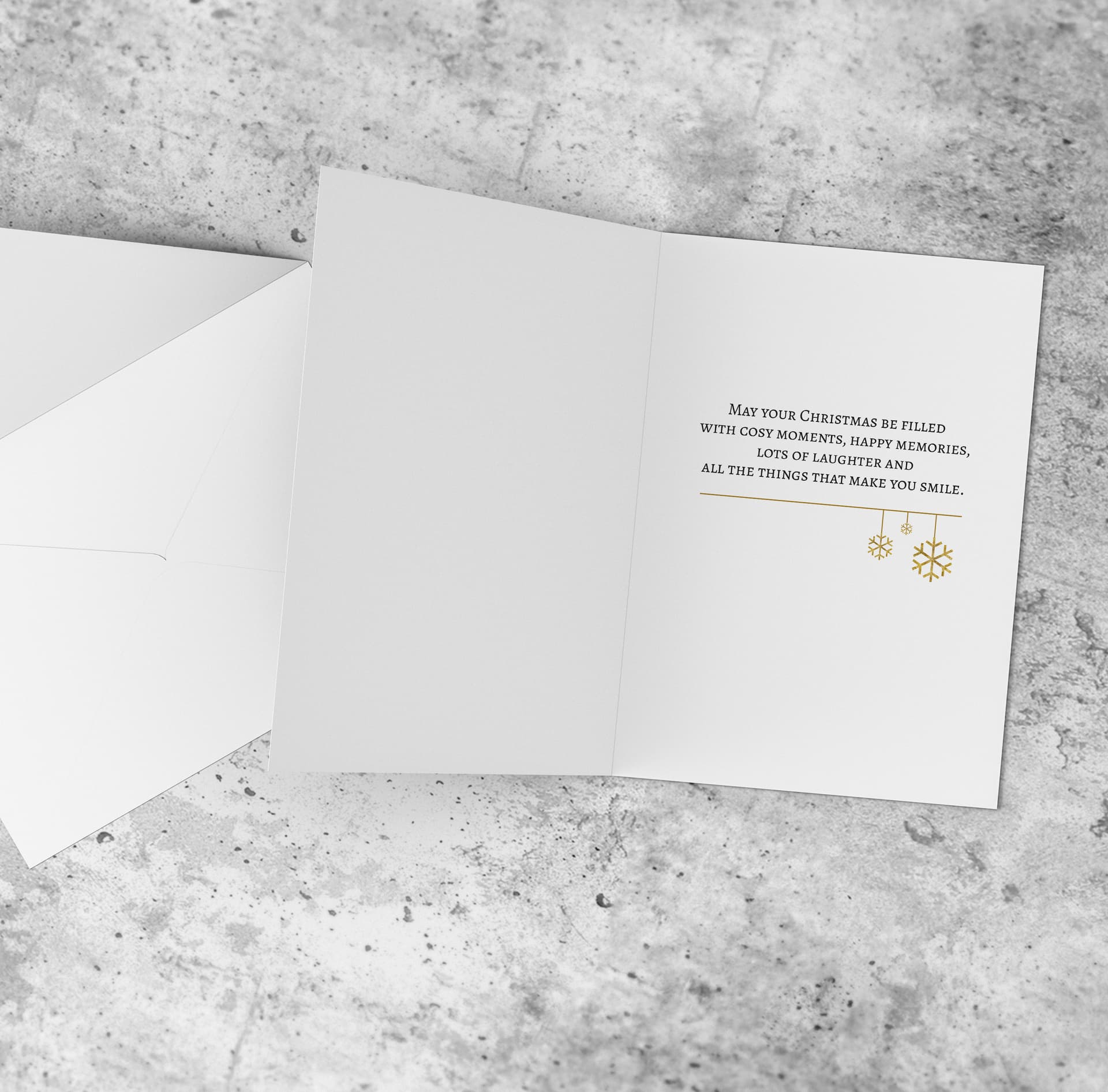 A beautiful A5 Christmas card featuring a light maroon background & big text in English (Neutral, unisex & personalisable)