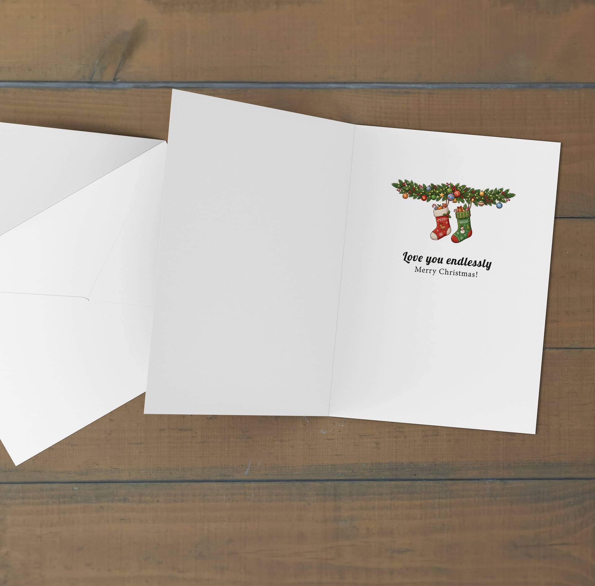 A cute A5 Christmas card for Mummy, featuring mummy bear and baby bear hugging each other in a neutral background in English (Personalisable with Child's Name)