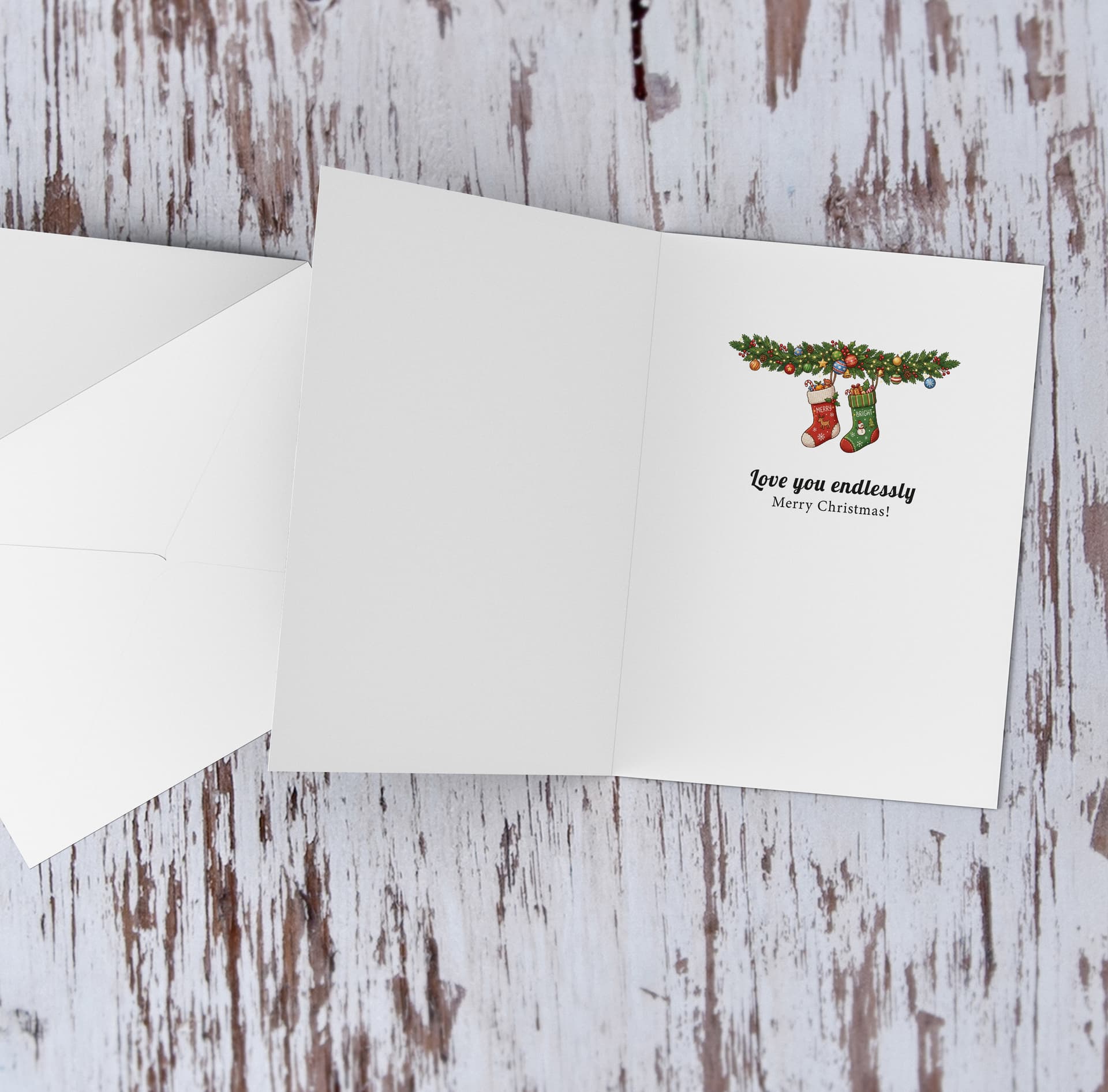 A cute A5 Christmas card for parents, featuring daddy & mummy bear hugging their babies in a neutral background in English (Personalisable with Child's Names)