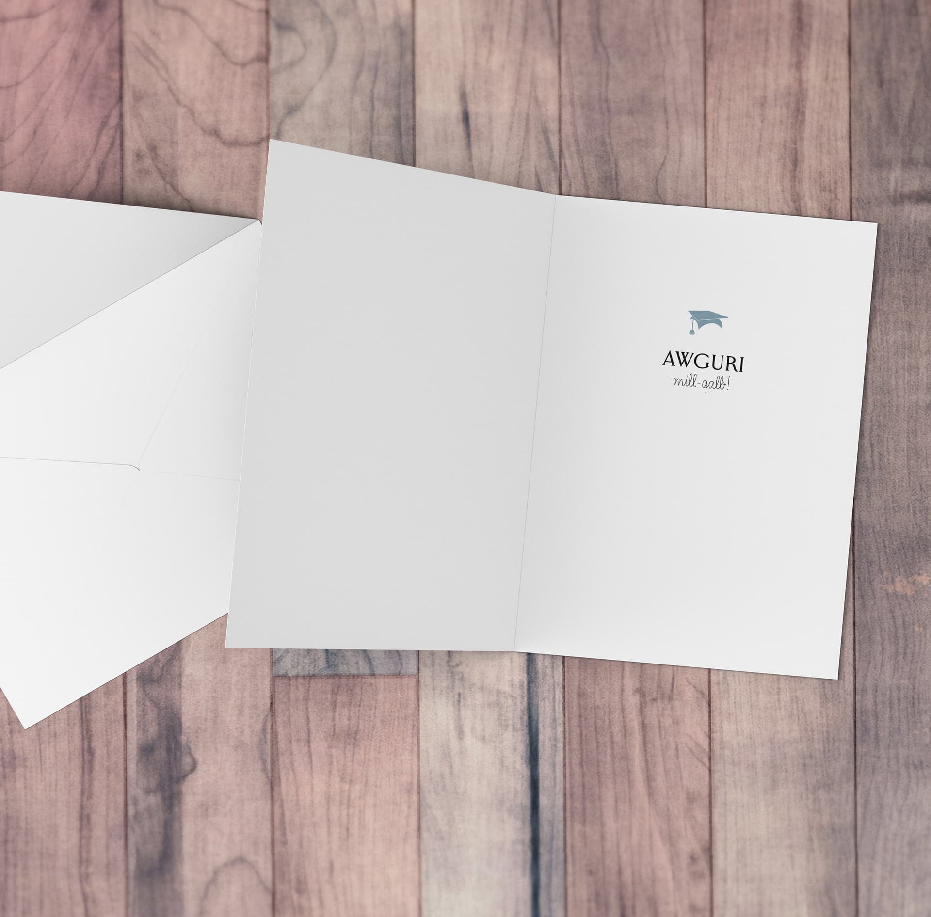 An a5 graduation card in two toned pink colour scheme in Maltese (Personalisable)
