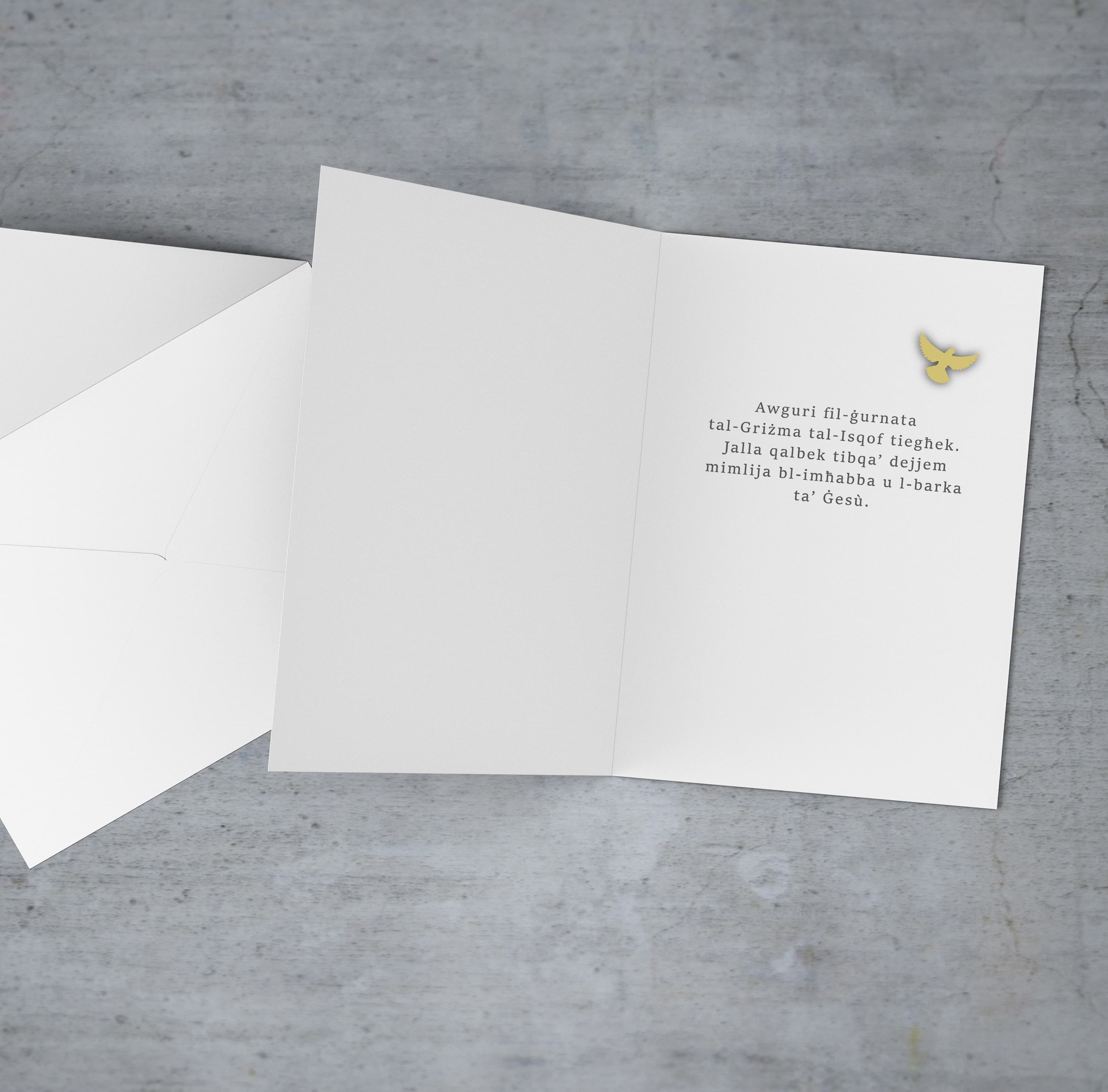 A beautiful Confirmation Card for our Son in blue/green border in Maltese (Personalisable)