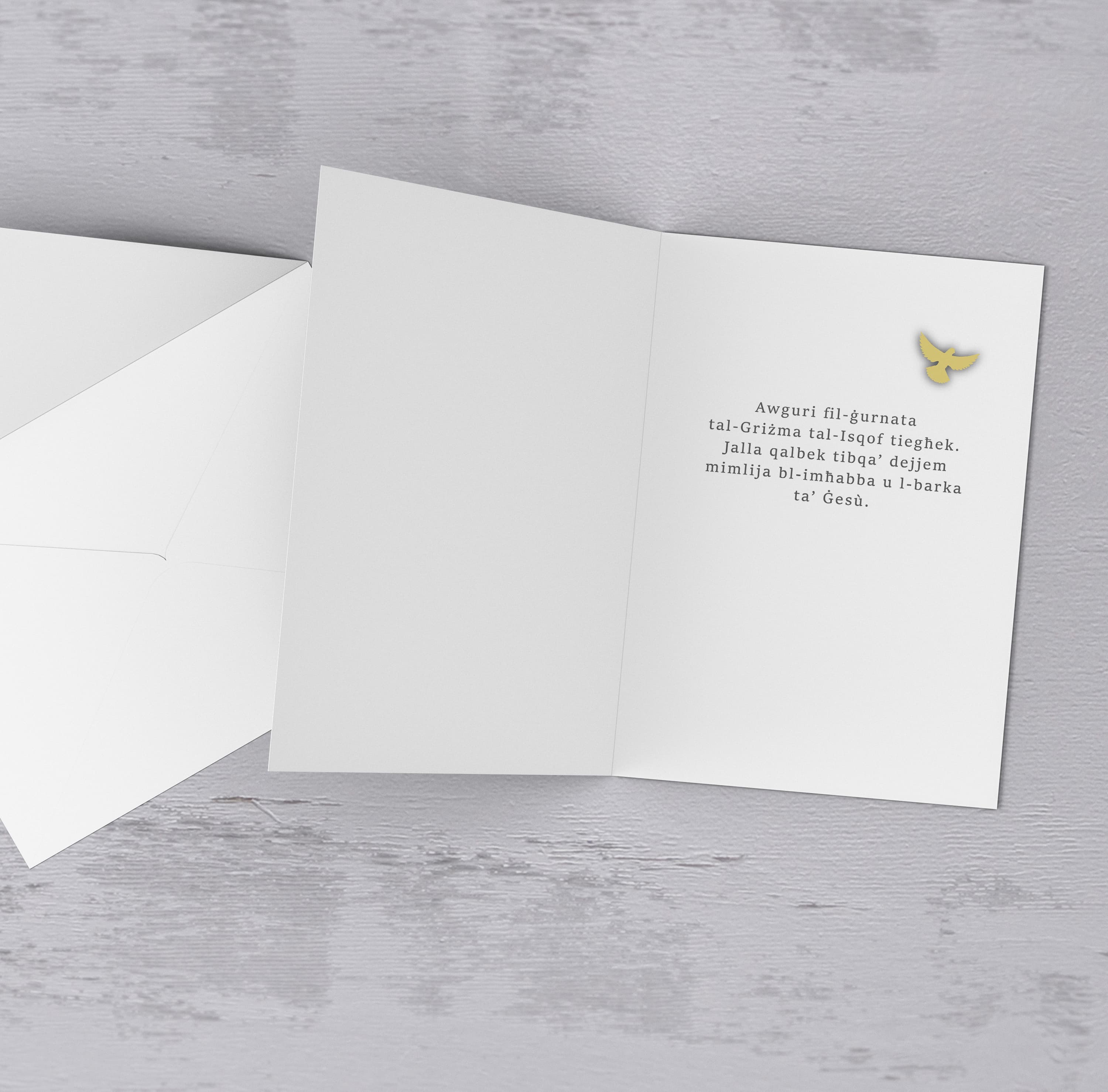 A beautiful Confirmation Card for sister, in gold tones including border in Maltese (Personalisable)