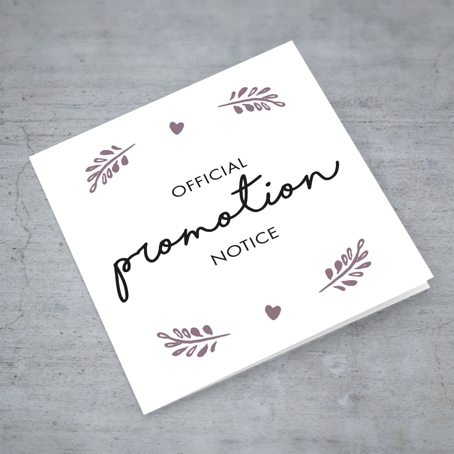 Minimalist official promotion notice card - from mummy to grandma