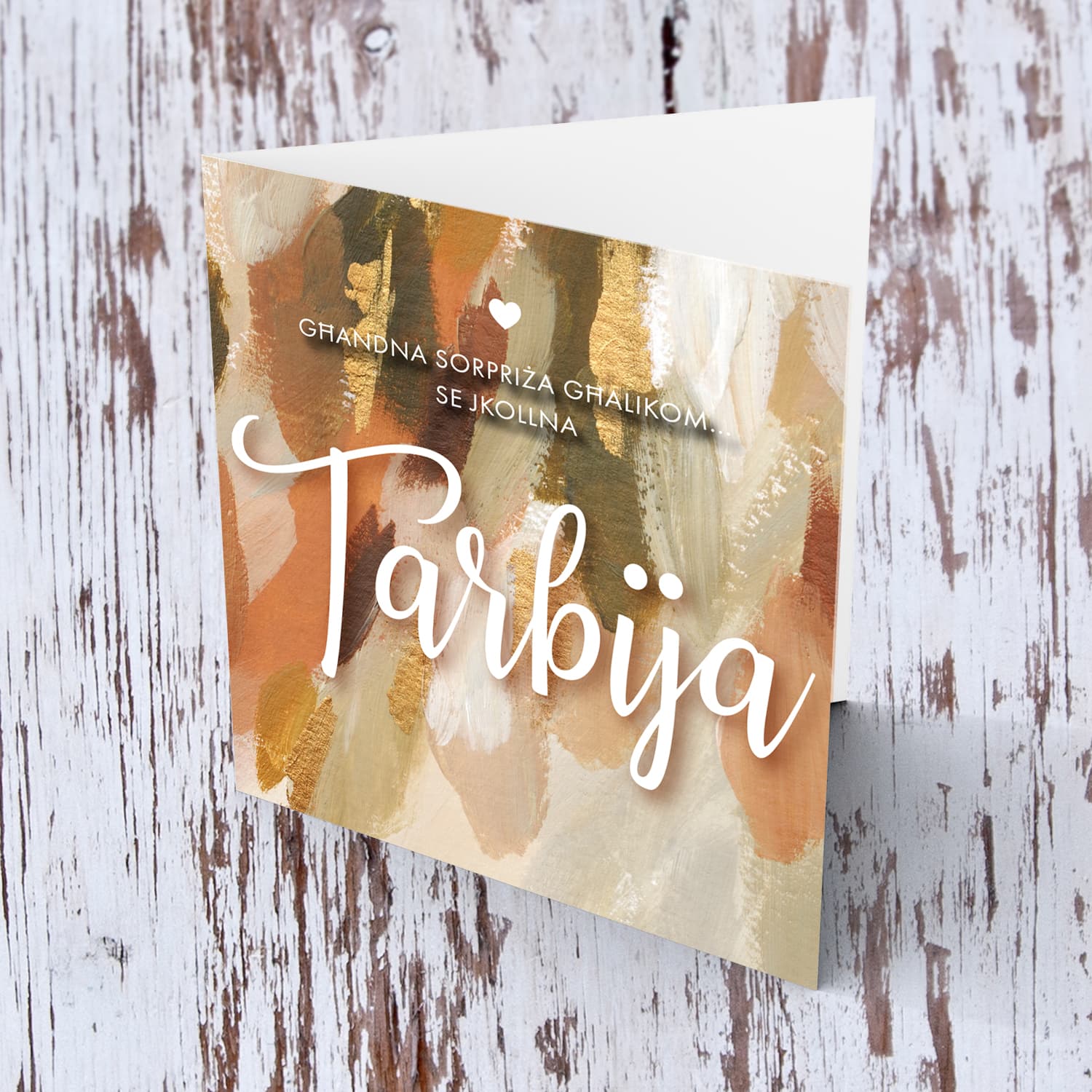 Natural tones Baby Announcement/Pregnancy Card in Maltese