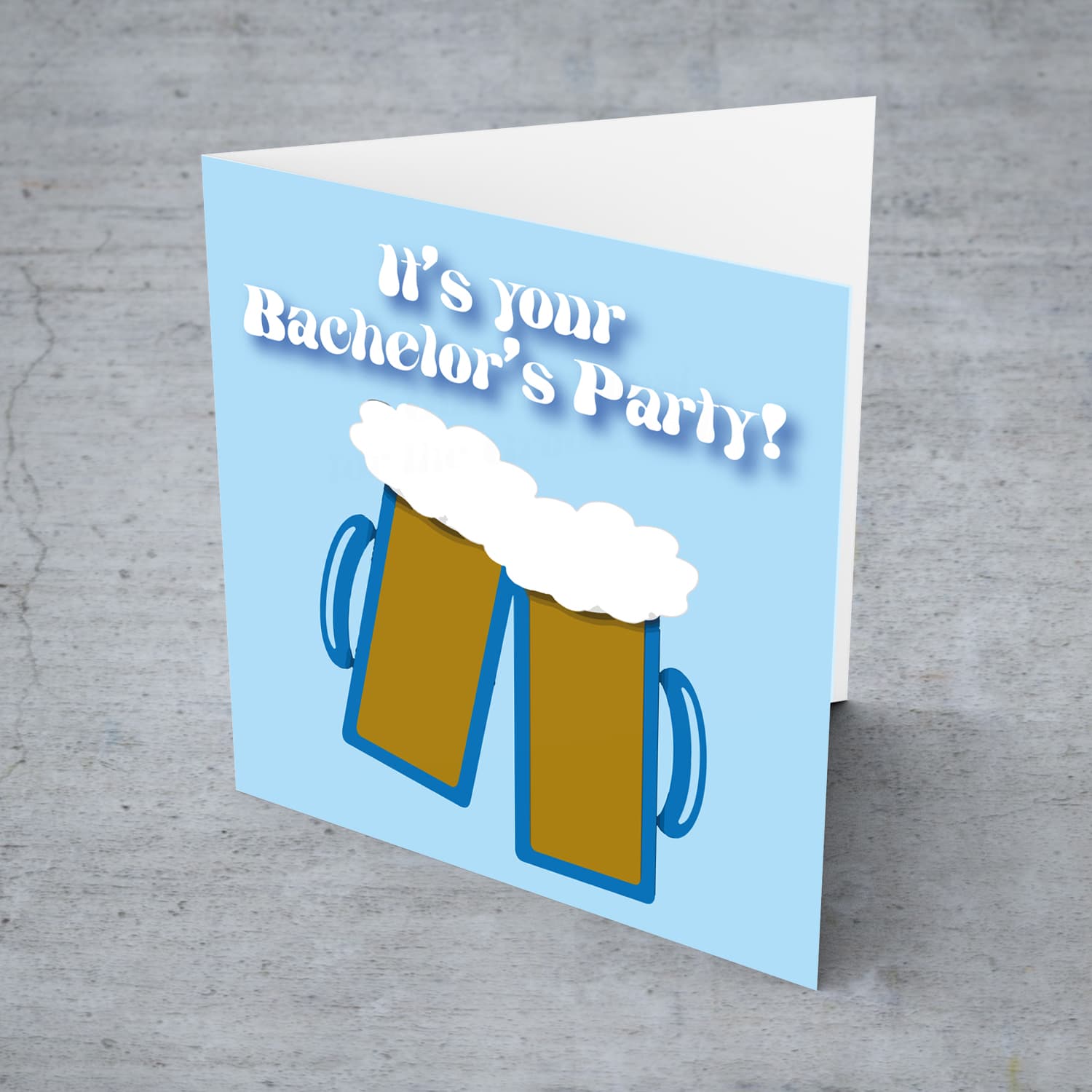 Beer themed bachelor's party card in English