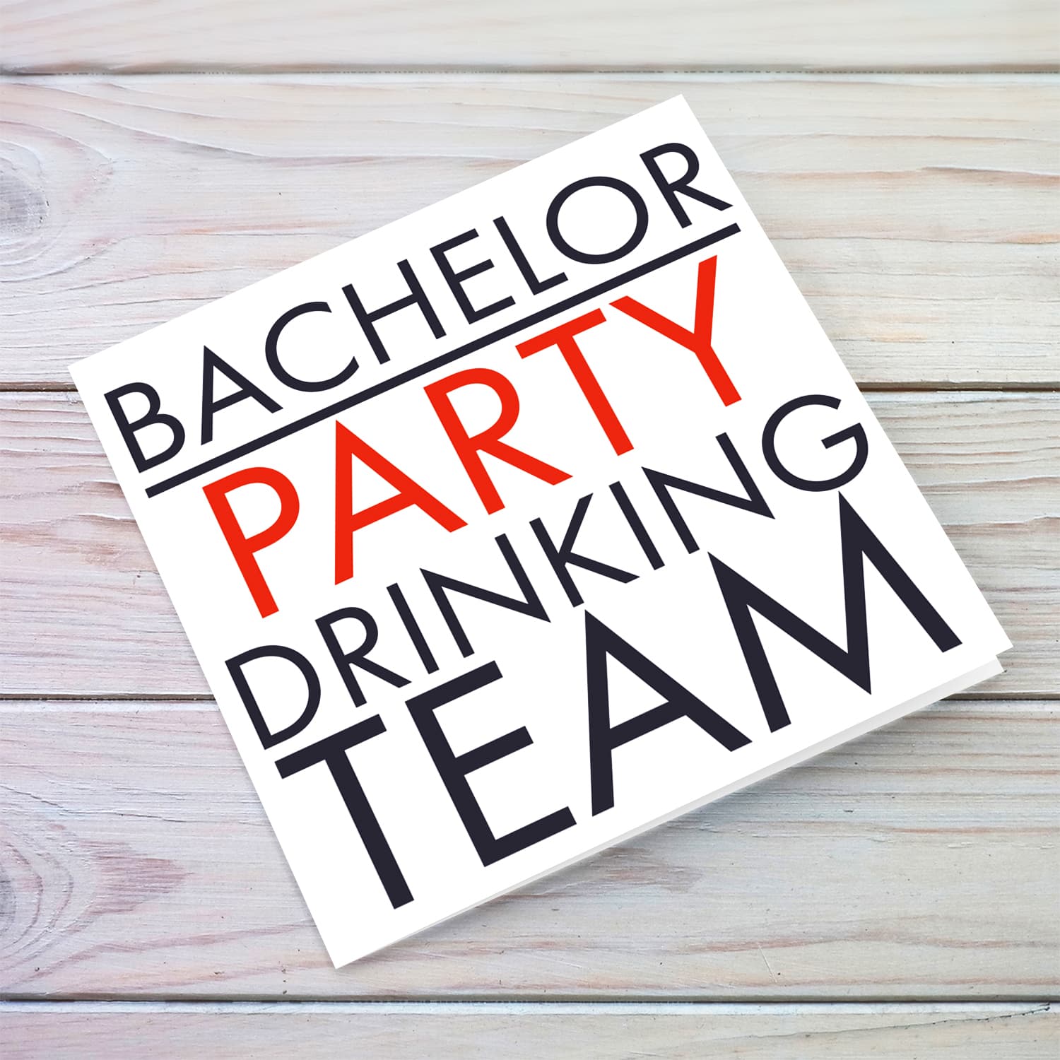 Bachelor party drinking team card in English