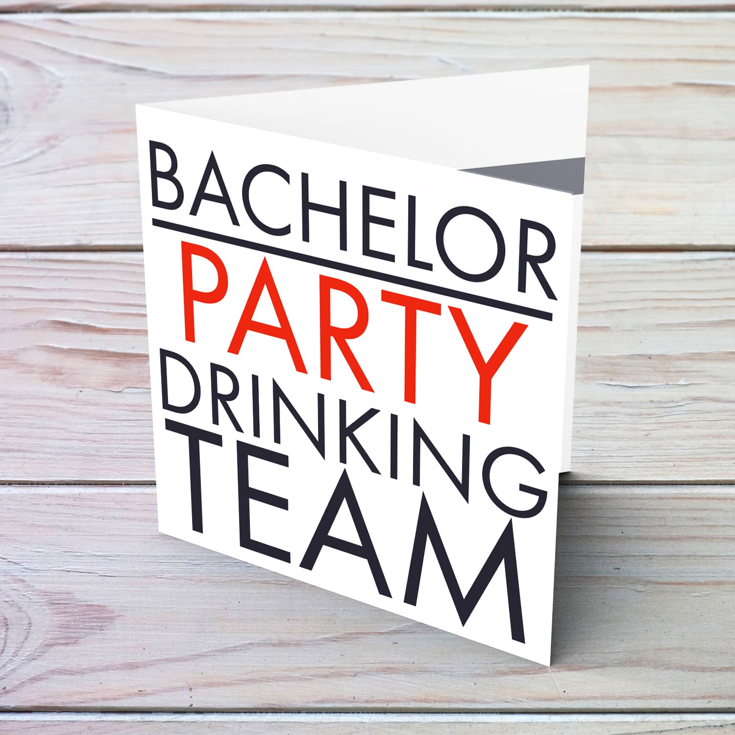 Bachelor party drinking team card in English