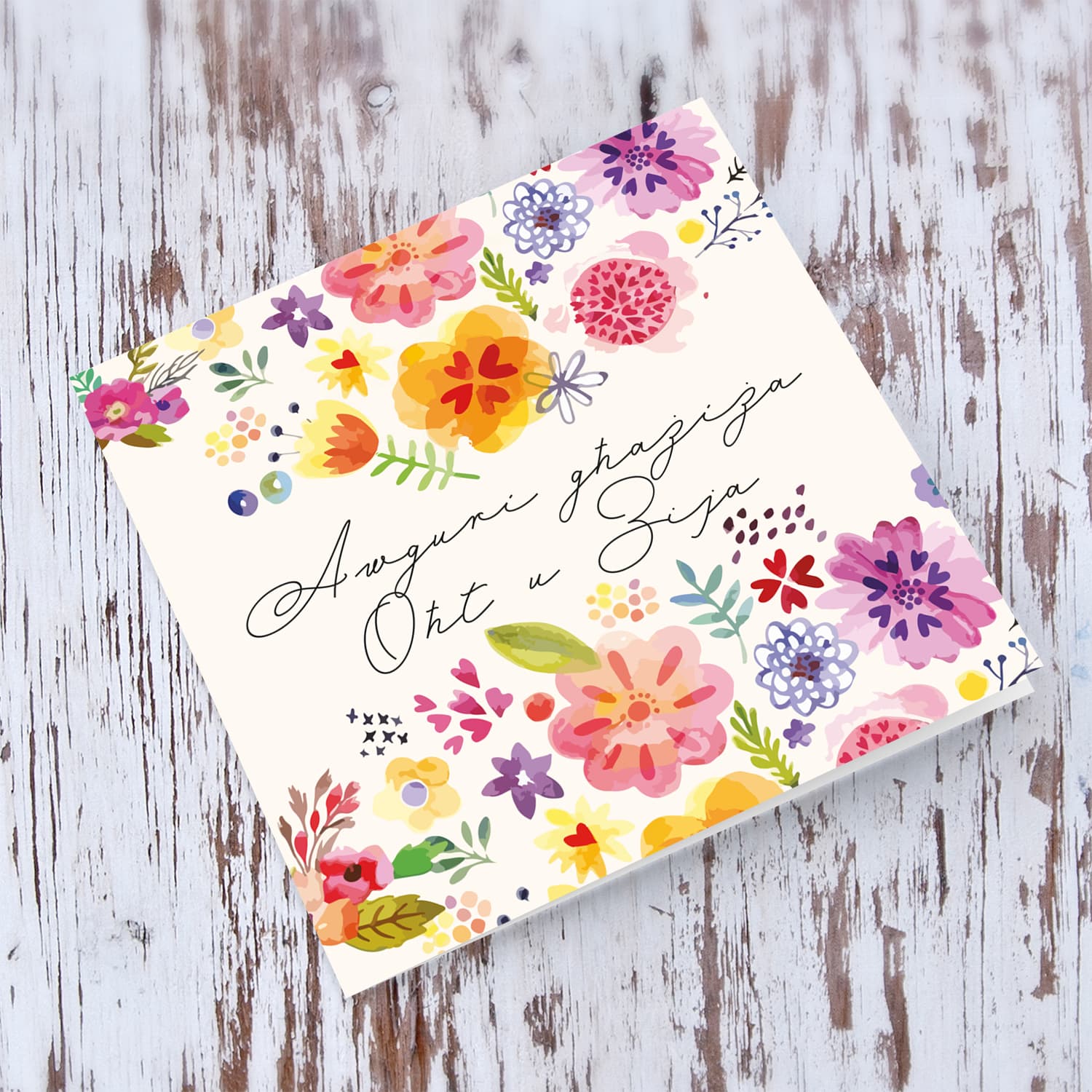 Colourful floral birthday card for Sister & Aunty in Maltese