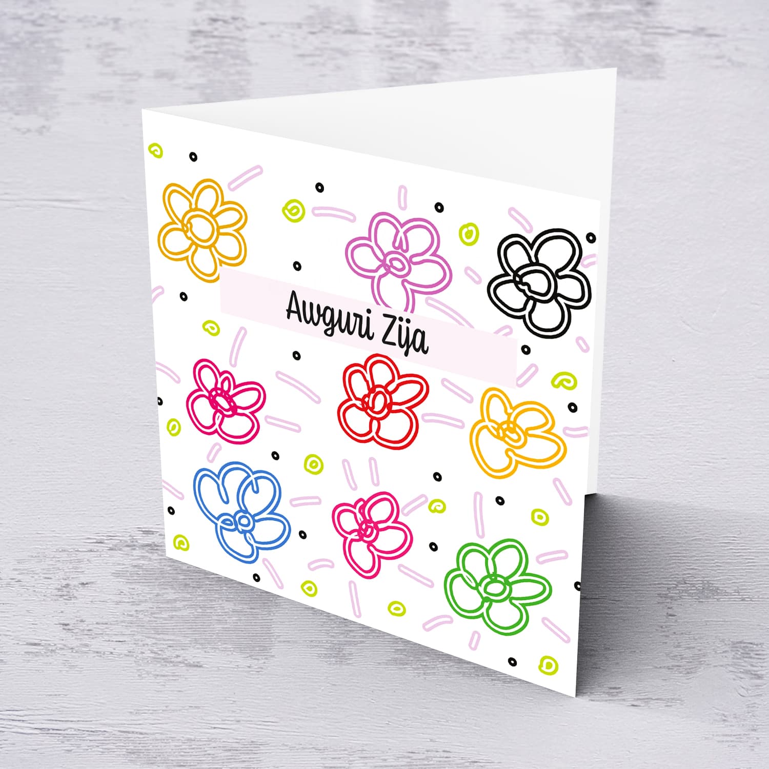 Colourful, bright coloured flowers birthday card for Aunty / Zija in Maltese