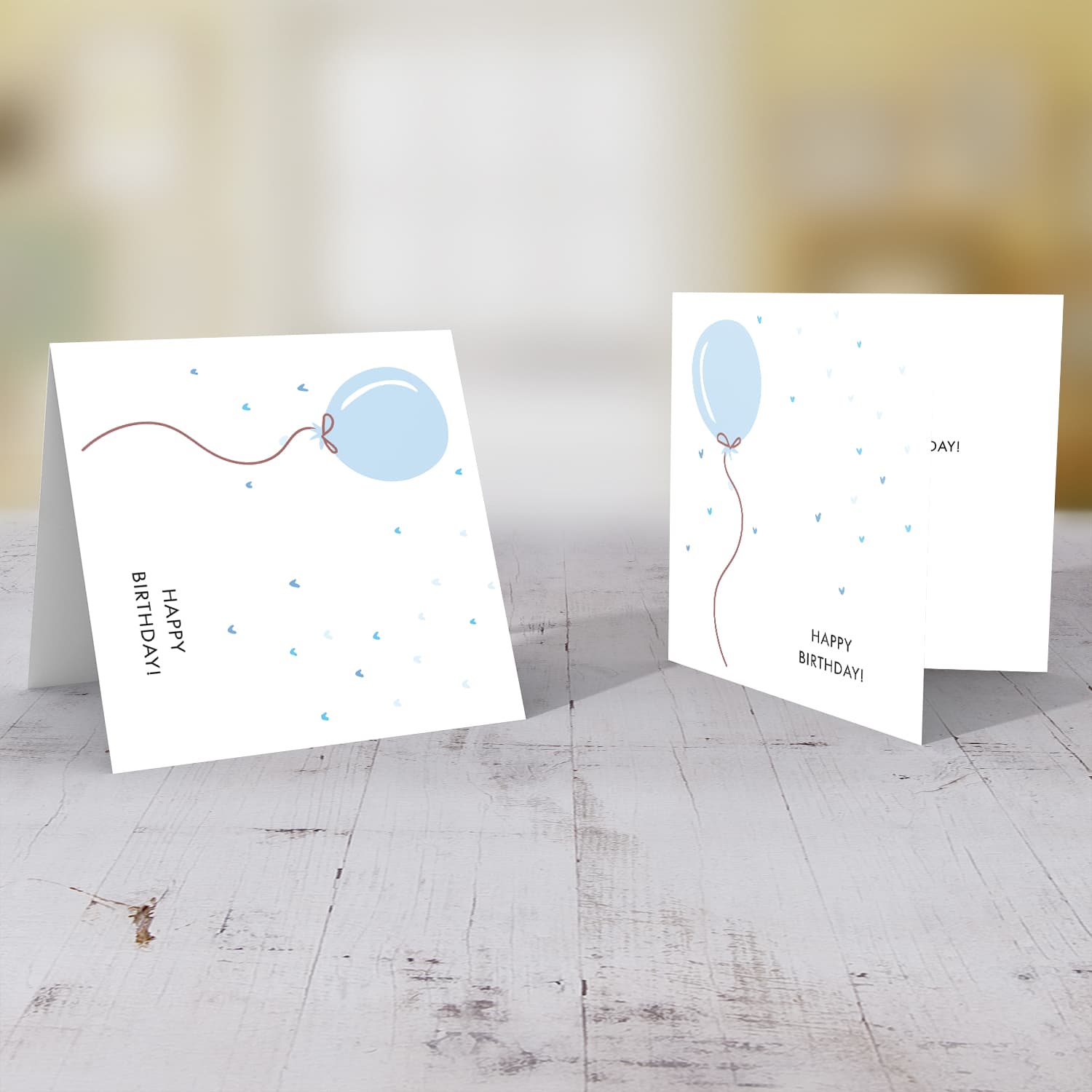 Light blue Balloon themed birthday card for boy in English