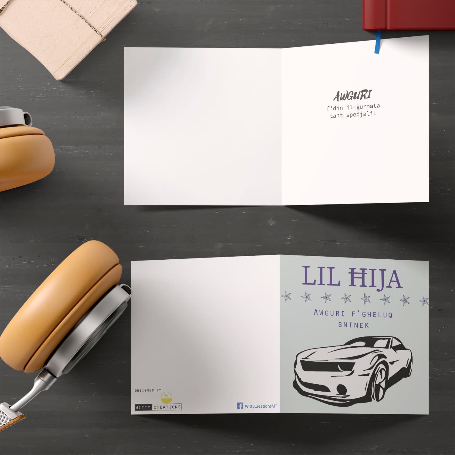 Car themed birthday card for brother in Maltese