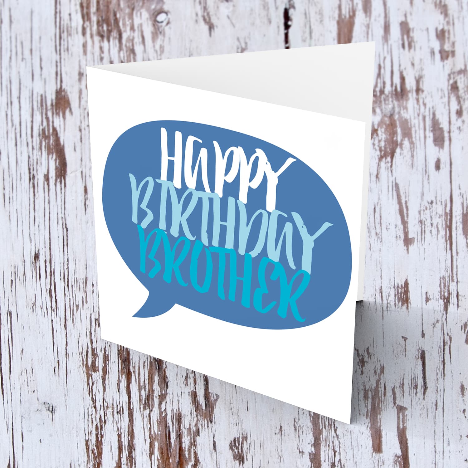 Speech bubble themed birthday card in blue tones (English) for Brother