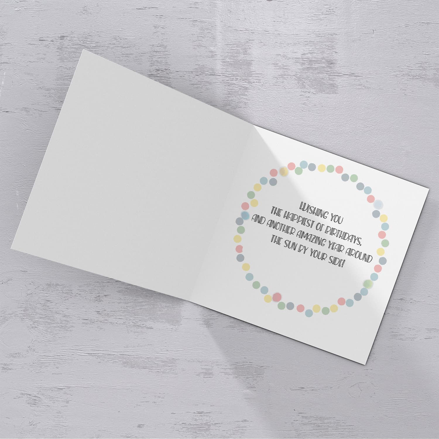 Colourful circles and text birthday card for cousin in English