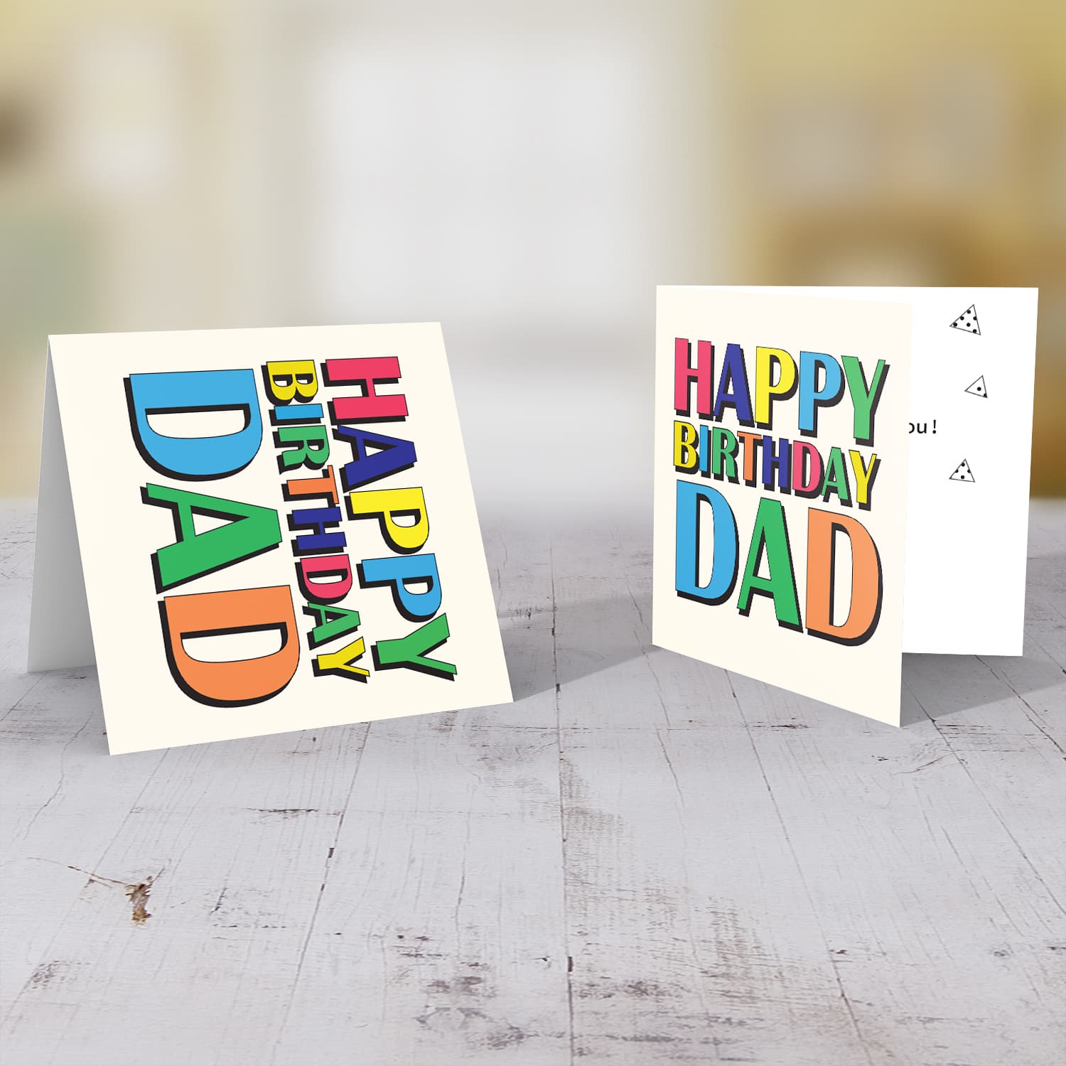 Colourful wording birthday card for dad in English