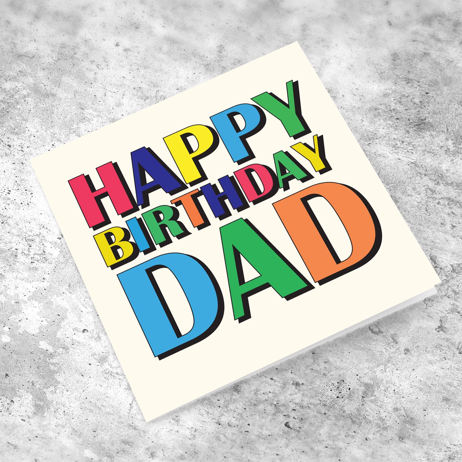 Colourful wording birthday card for dad in English