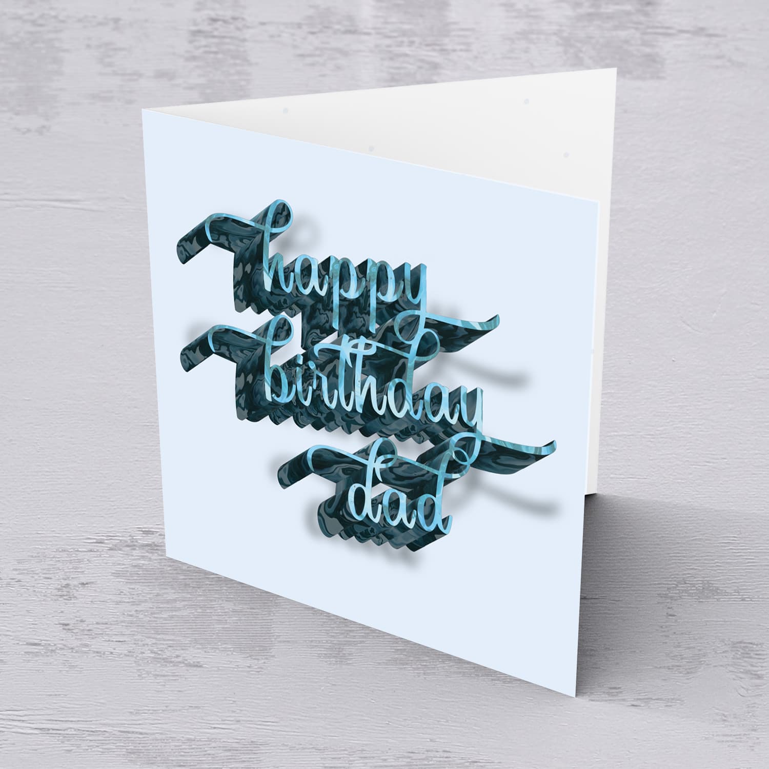 3d shaped happy birthday dad in blue tones - birthday card for Dad in English