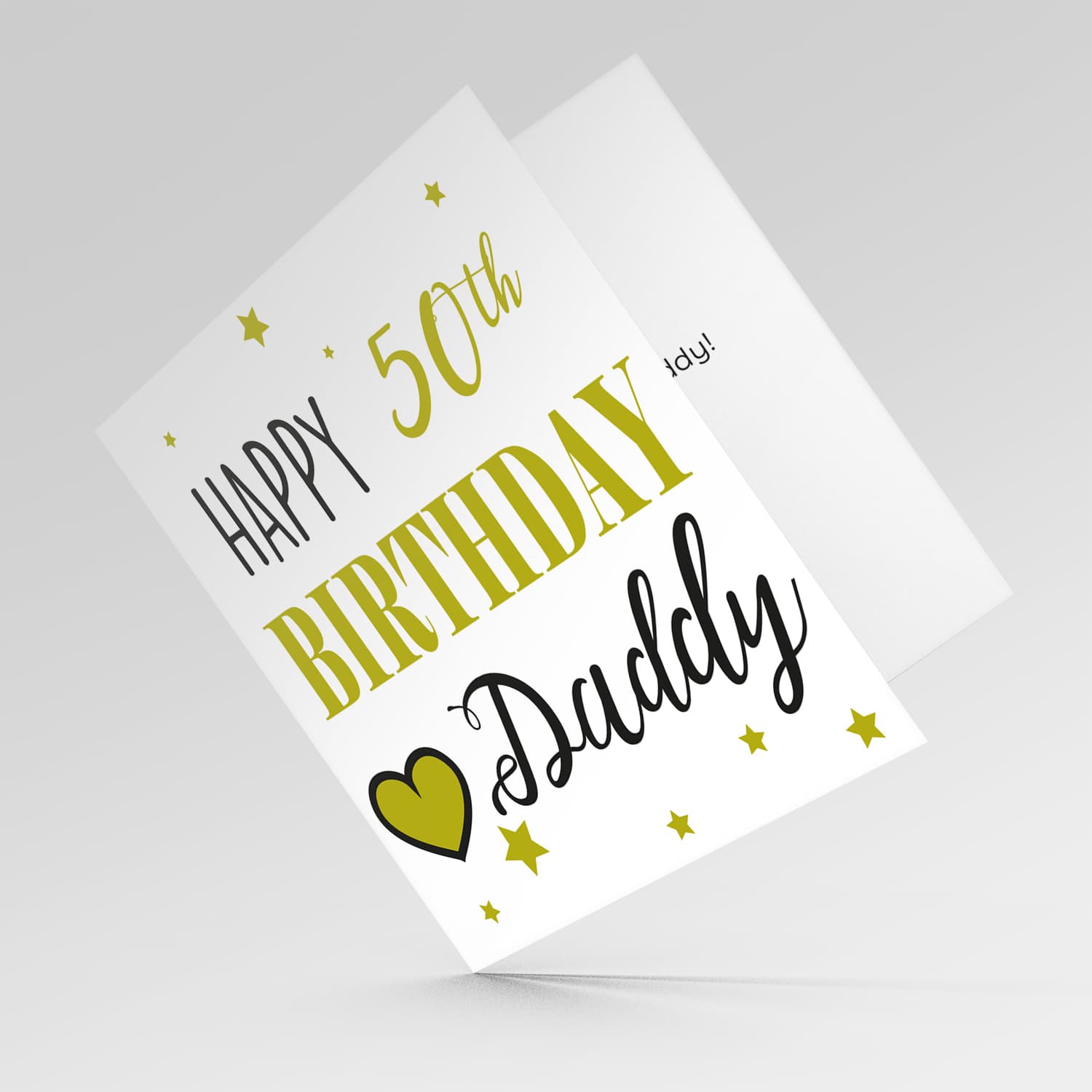 50th Birthday card in black and gold for Daddy in English