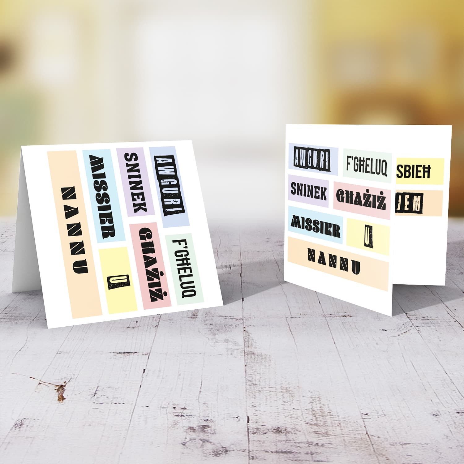 Colourful, modern pastel coloured birthday card for dad & grandpa in Maltese