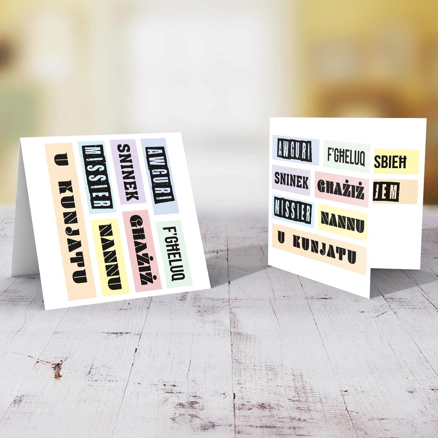 Colourful, modern pastel coloured birthday card for dad, grandpa and father-in-law in Maltese