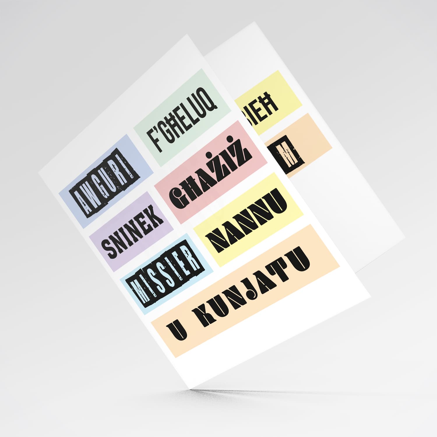 Colourful, modern pastel coloured birthday card for dad, grandpa and father-in-law in Maltese